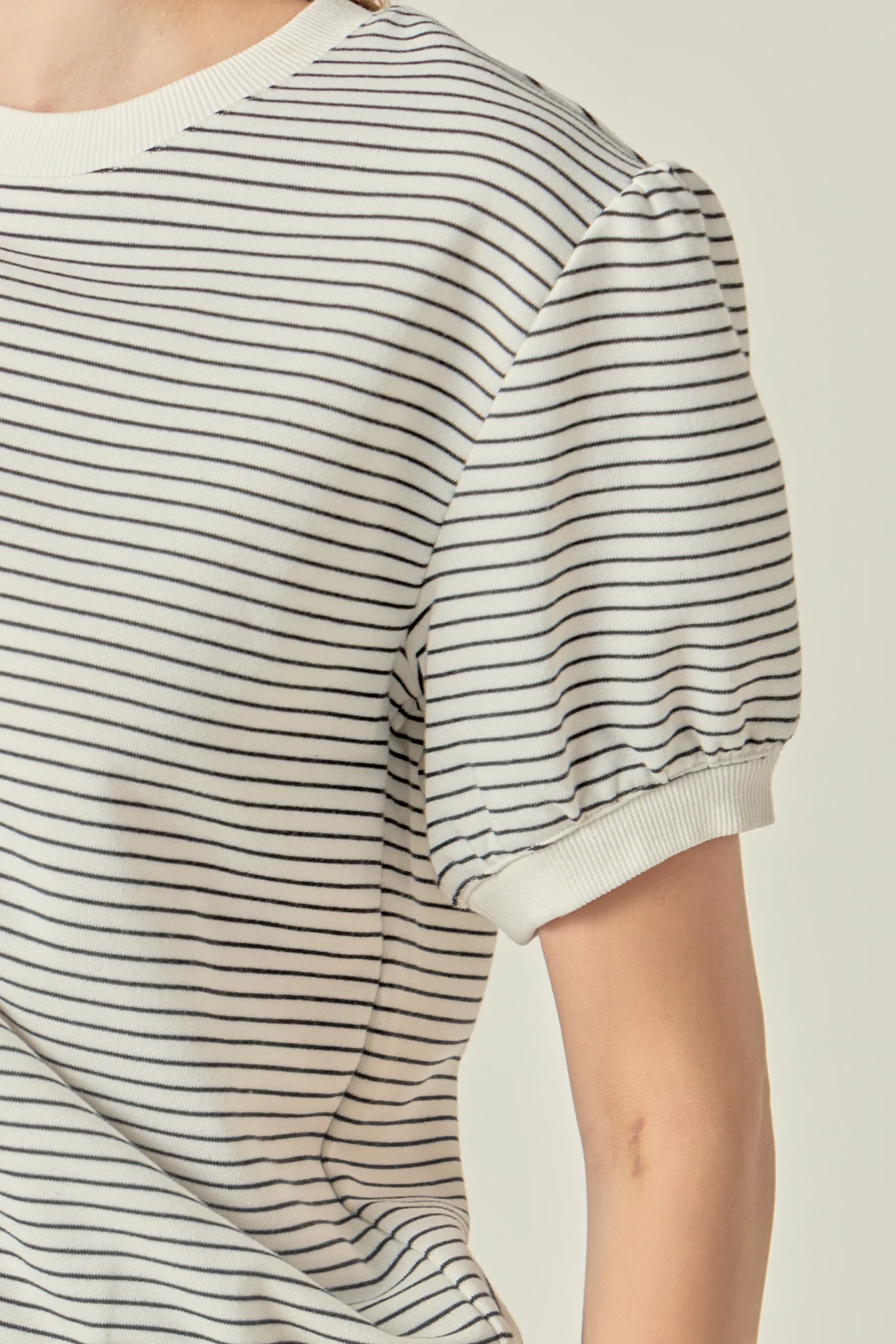 Stripe Terry Puff Sleeve Sweatshirt - Image 2