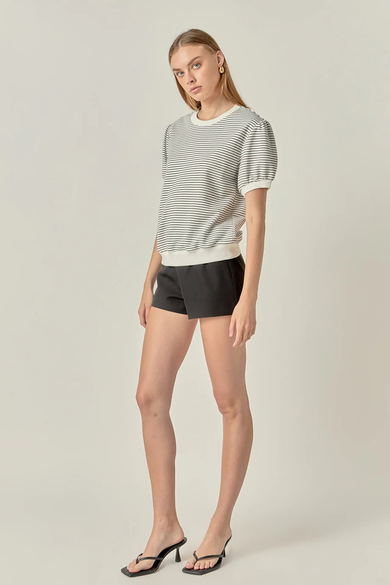 Stripe Terry Puff Sleeve Sweatshirt - Image 3
