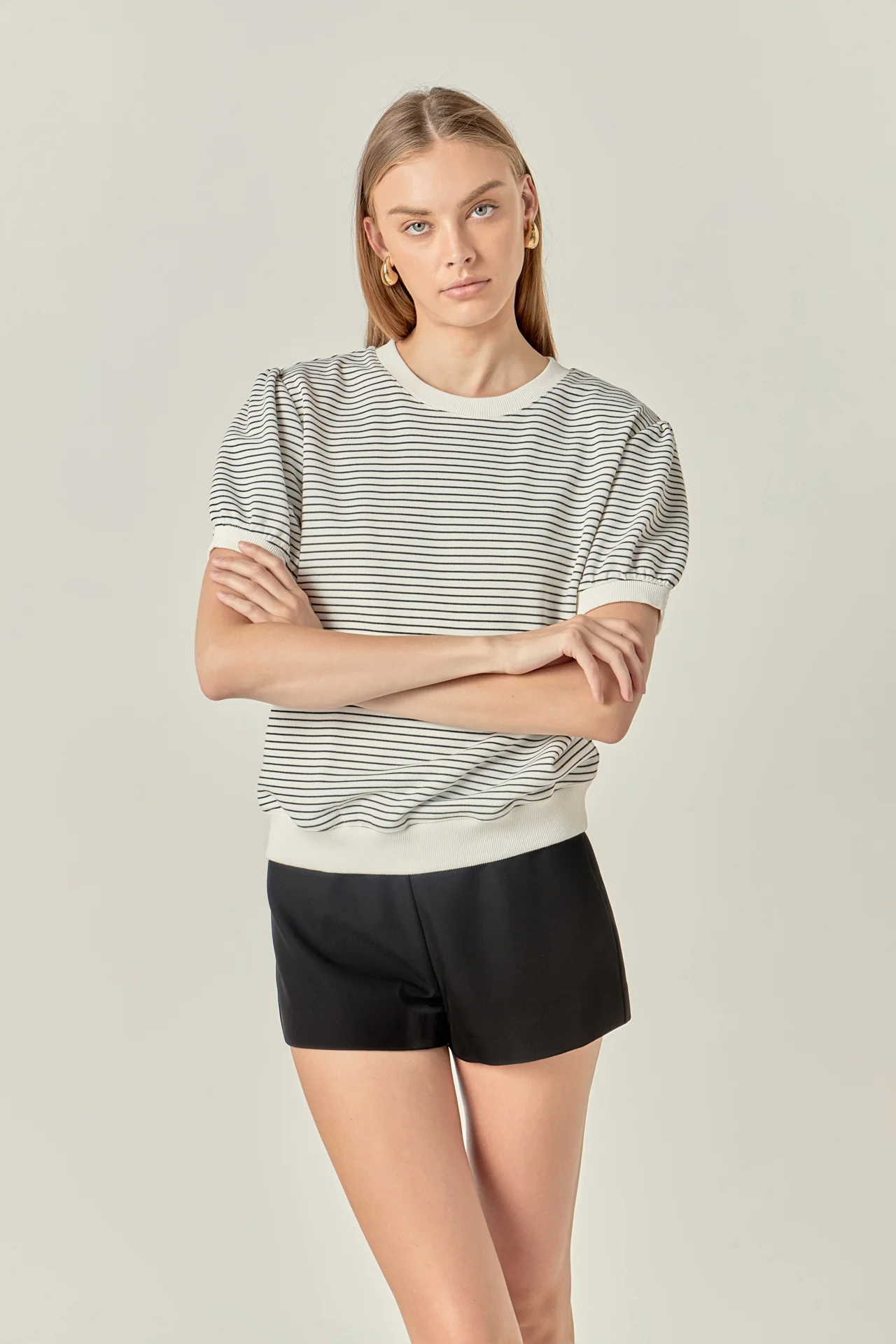 Stripe Terry Puff Sleeve Sweatshirt - Image 5