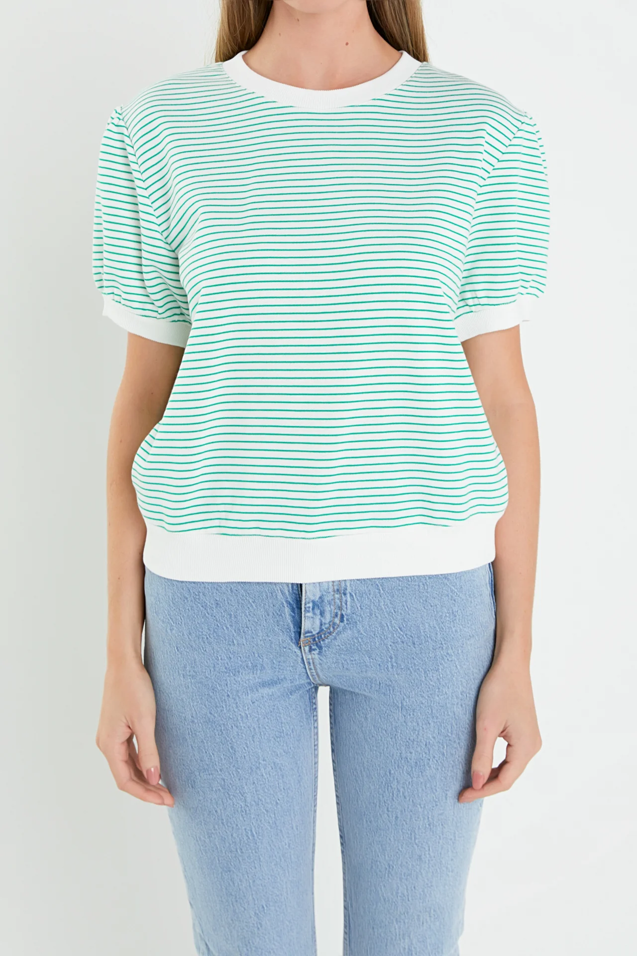 Stripe Terry Puff Sleeve Sweatshirt - Image 7