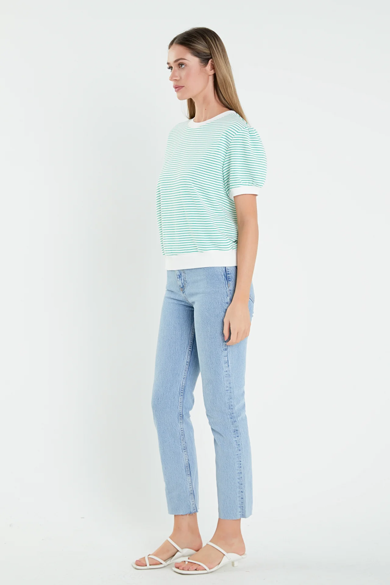 Stripe Terry Puff Sleeve Sweatshirt - Image 8