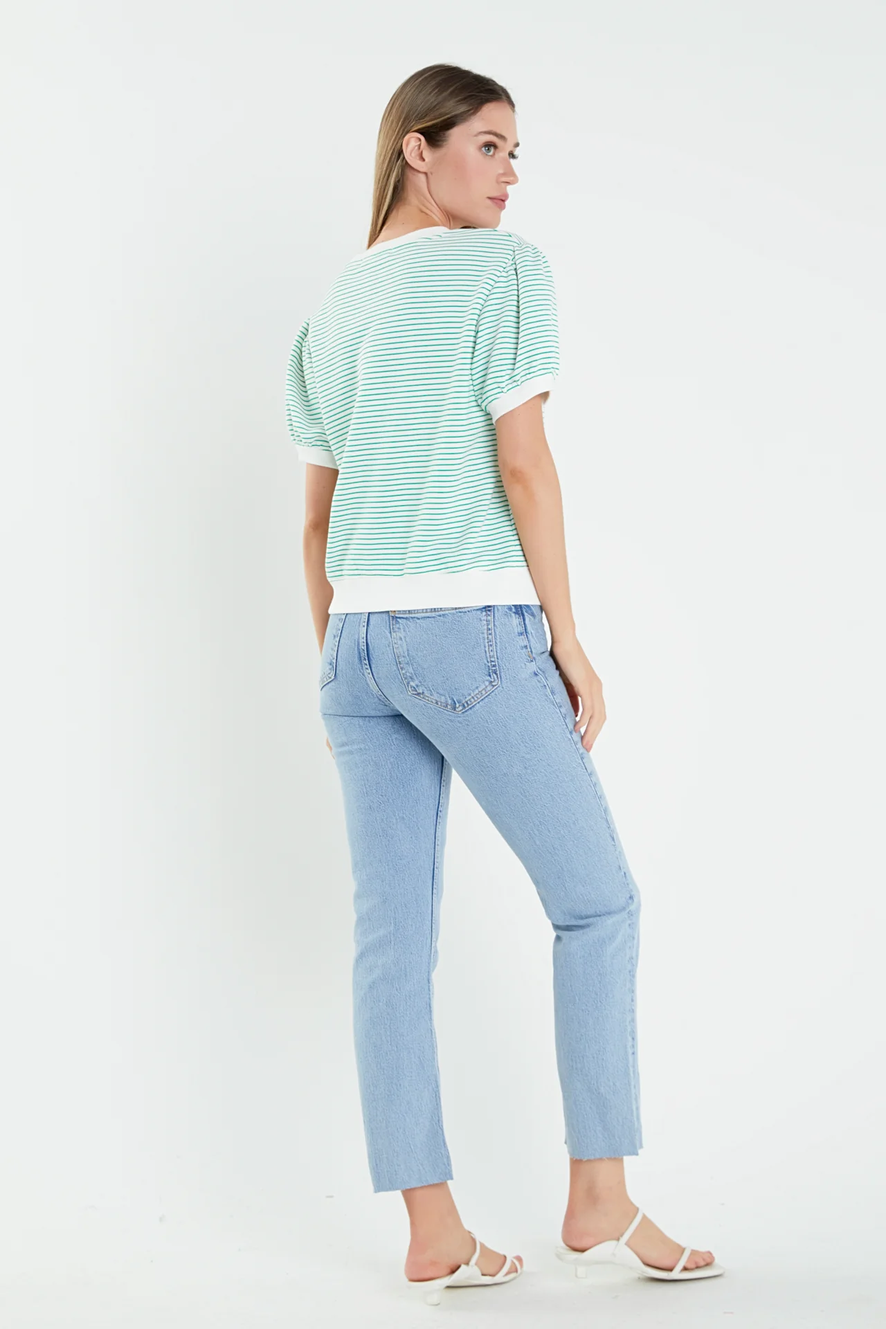 Stripe Terry Puff Sleeve Sweatshirt - Image 9