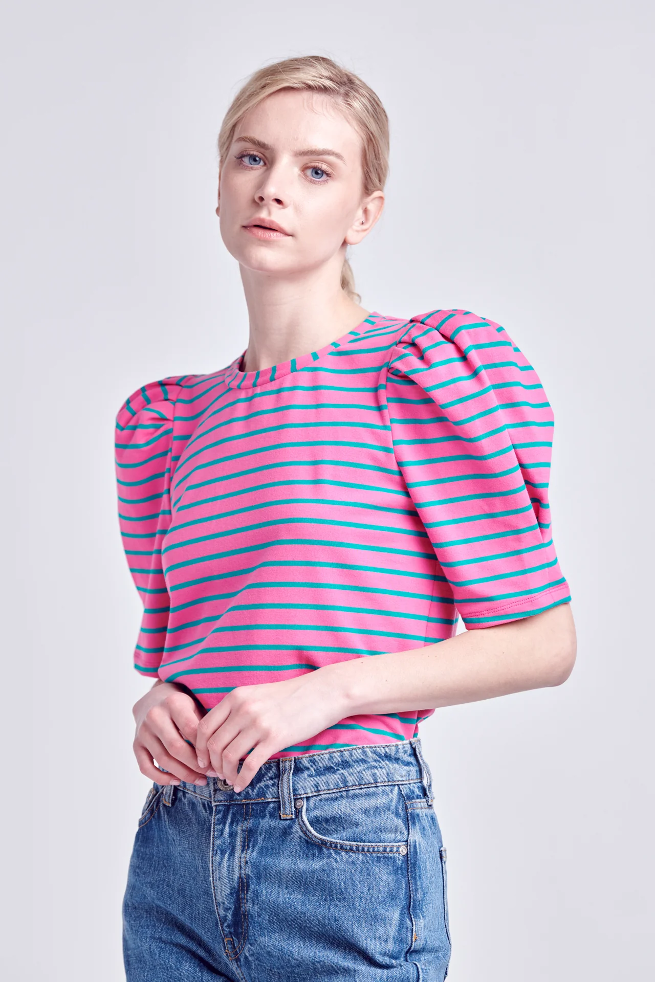 Stripe Women Knit Shirt - Image 50