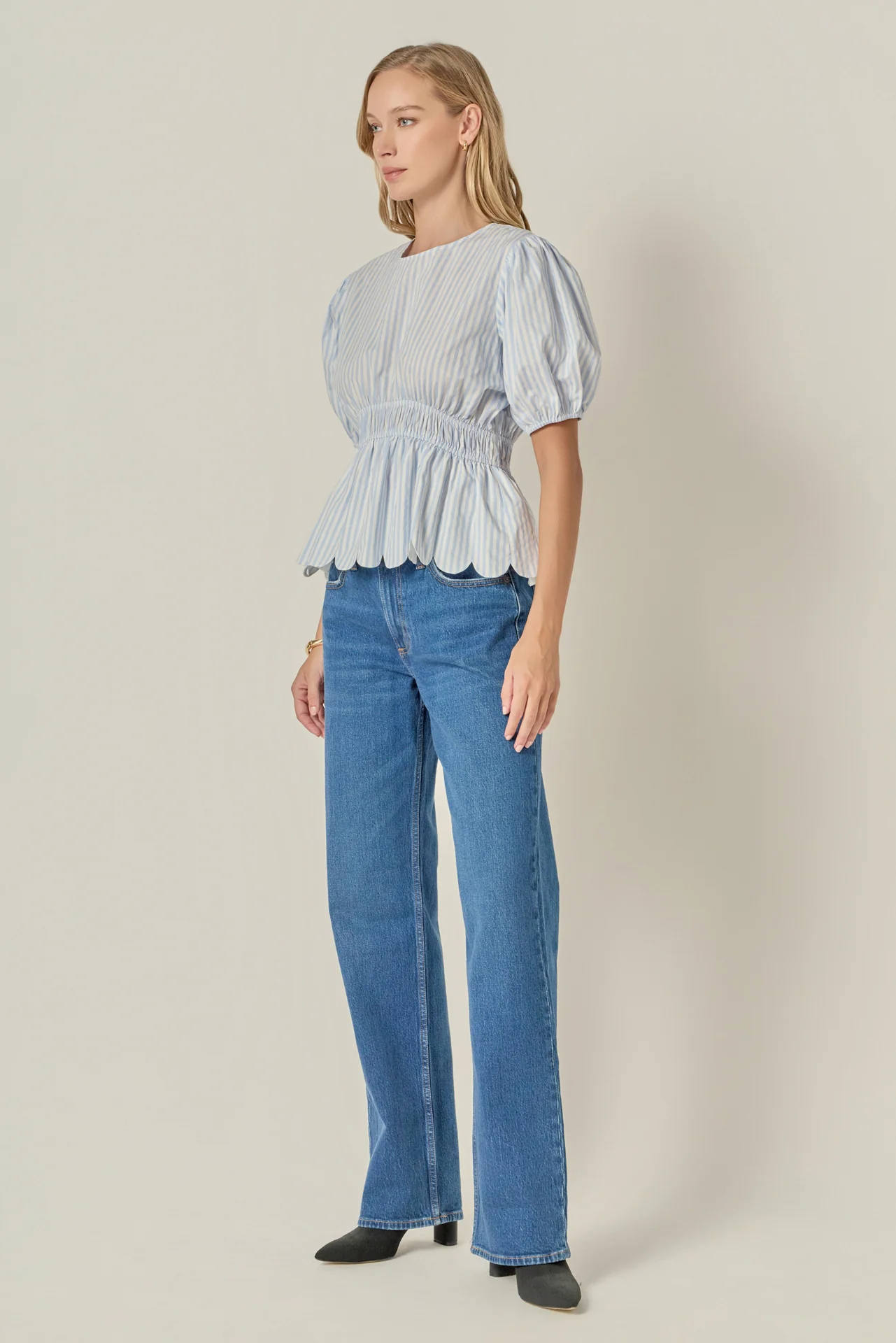 Striped Puff Sleeve Top - Image 3