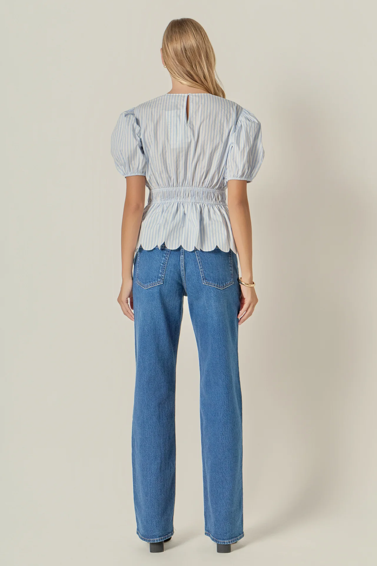 Striped Puff Sleeve Top - Image 4
