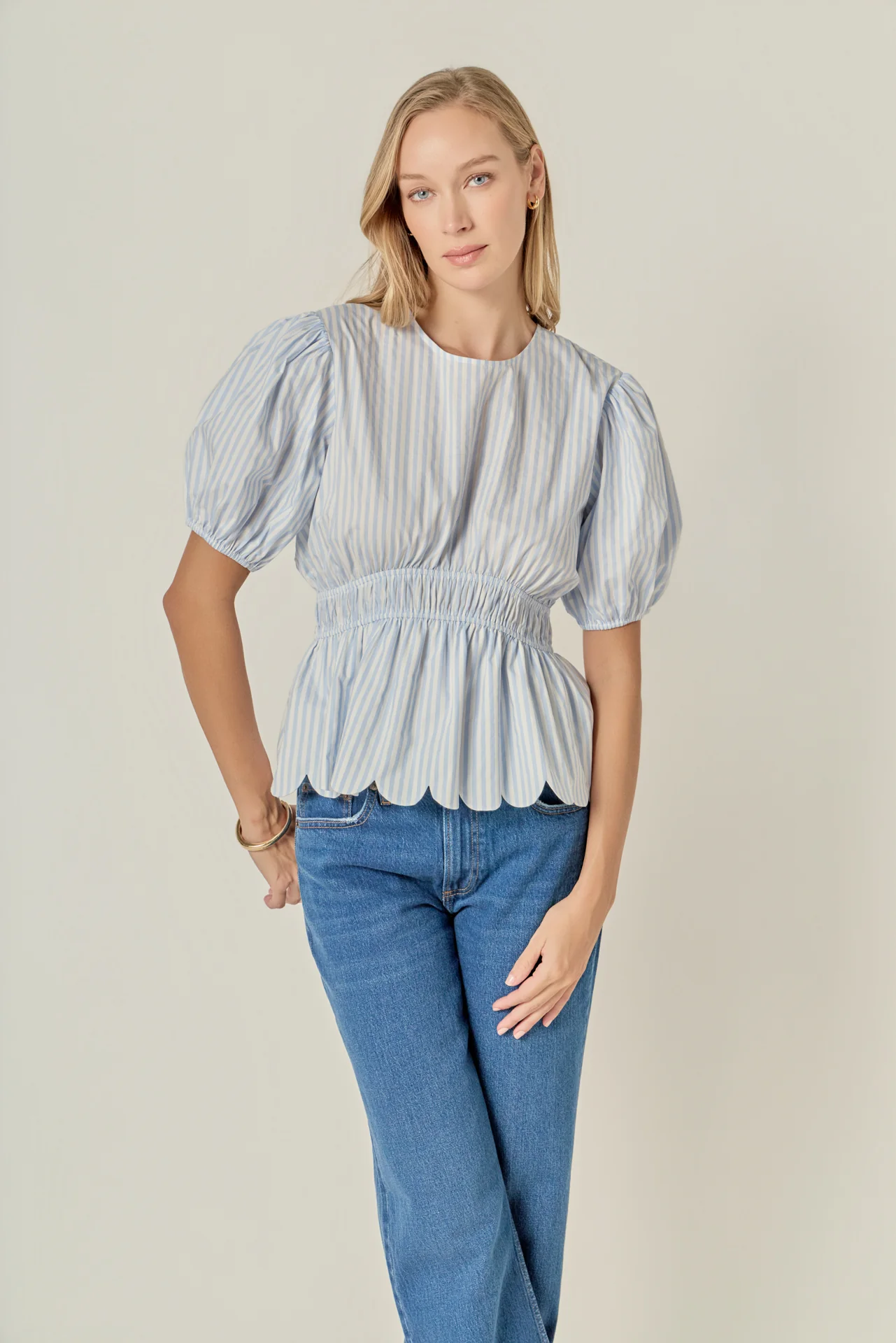 Striped Puff Sleeve Top - Image 5