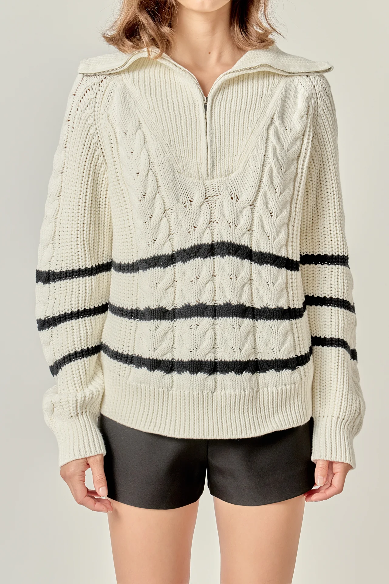 Stripe Zip up Sweater - Image 2