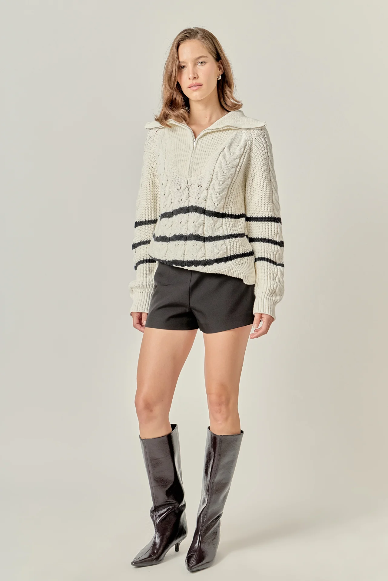 Stripe Zip up Sweater - Image 3