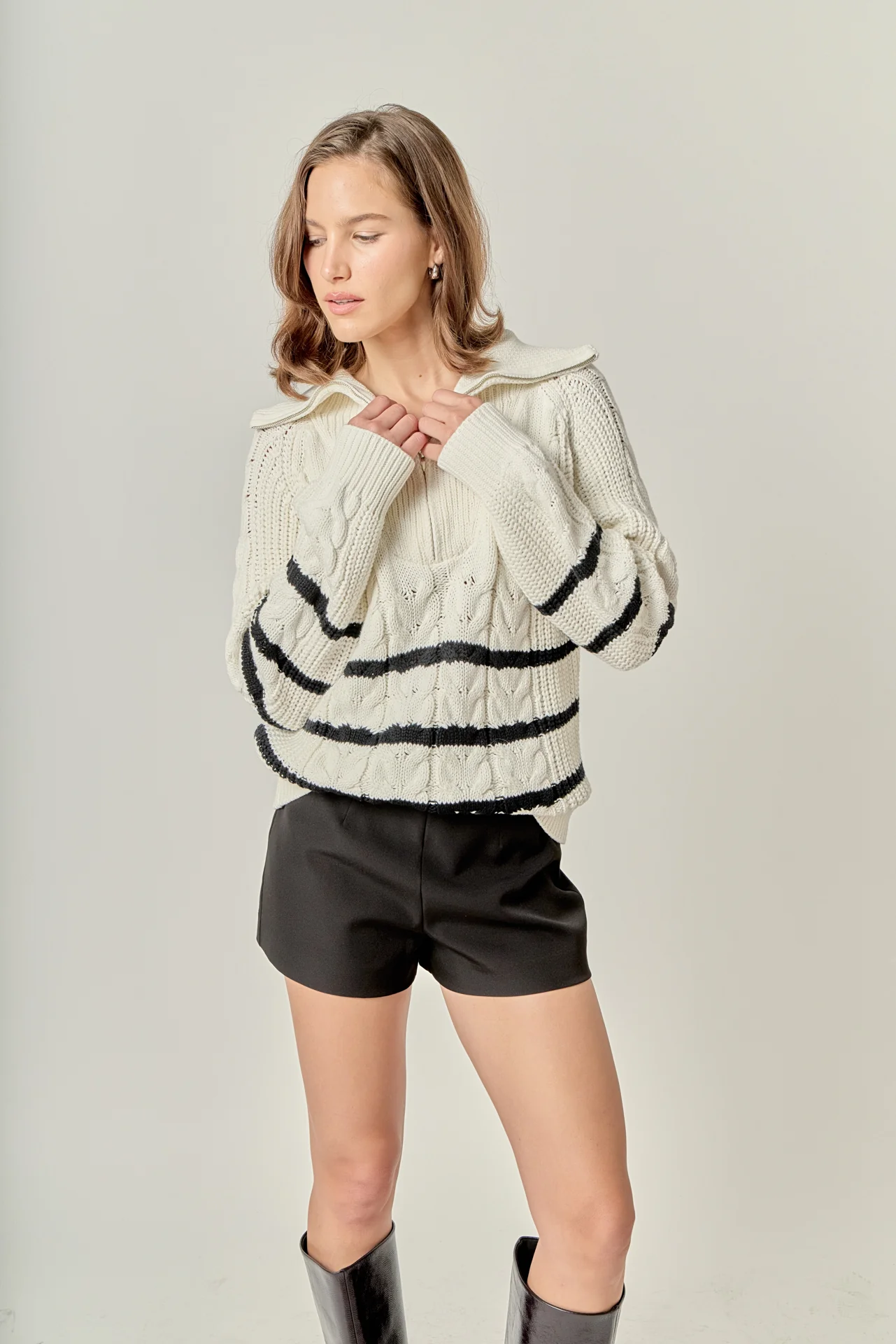 Stripe Zip up Sweater - Image 5