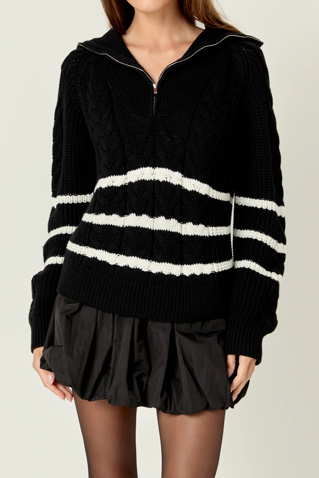Stripe Zip up Sweater - Image 7