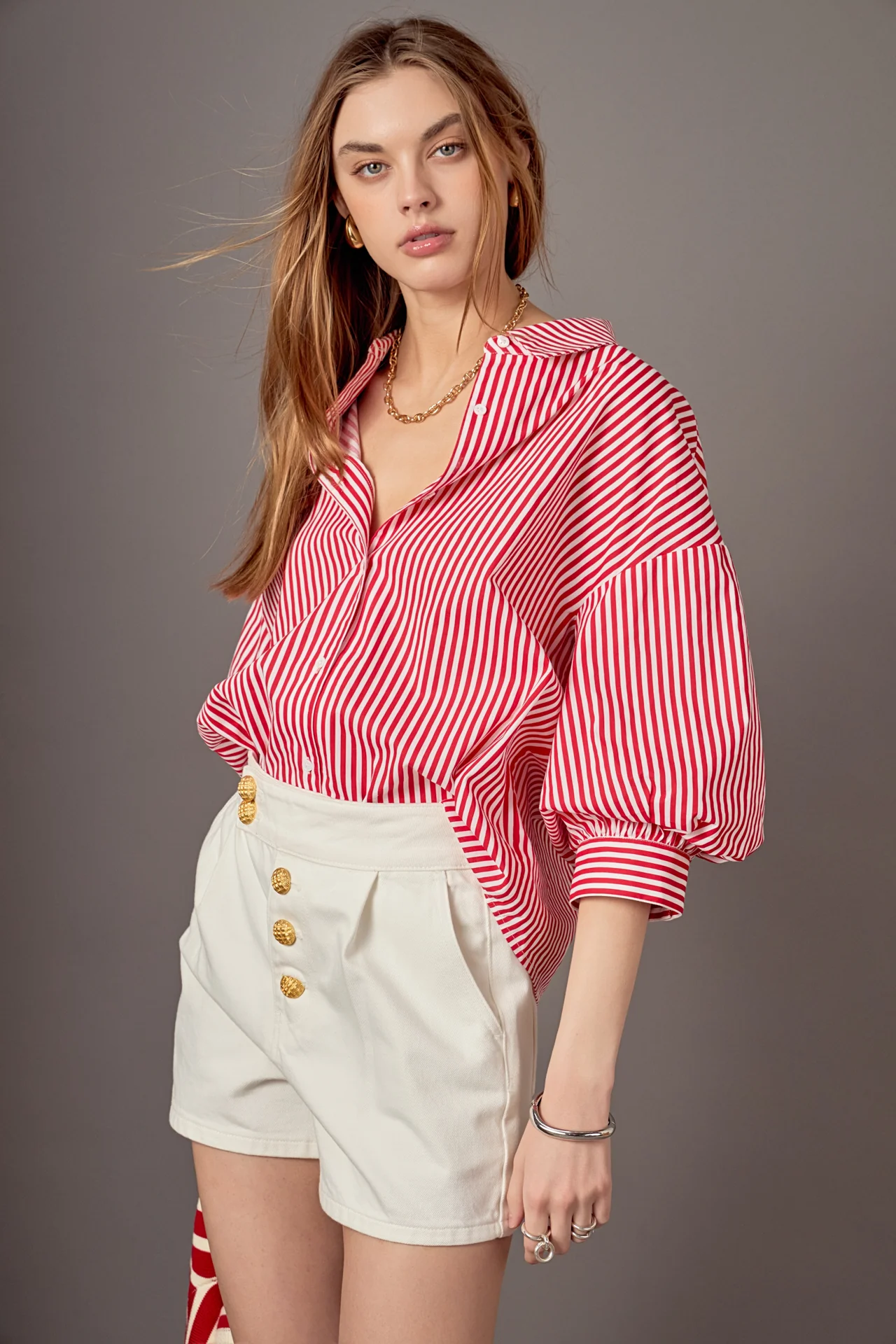 Harper Balloon Sleeve Striped Shirt - Image 6