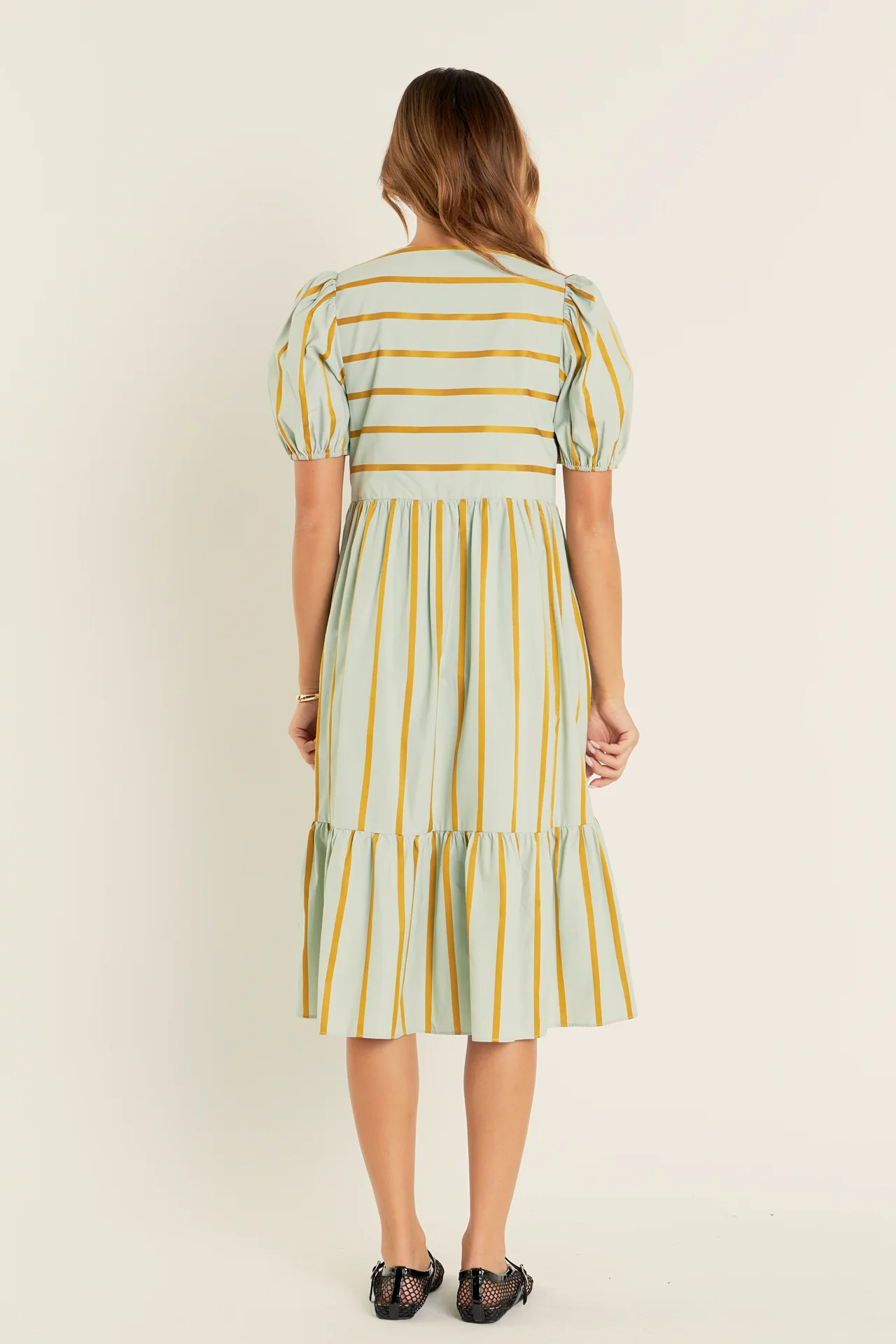 Striped Blouson Maxi Dress - Image 4