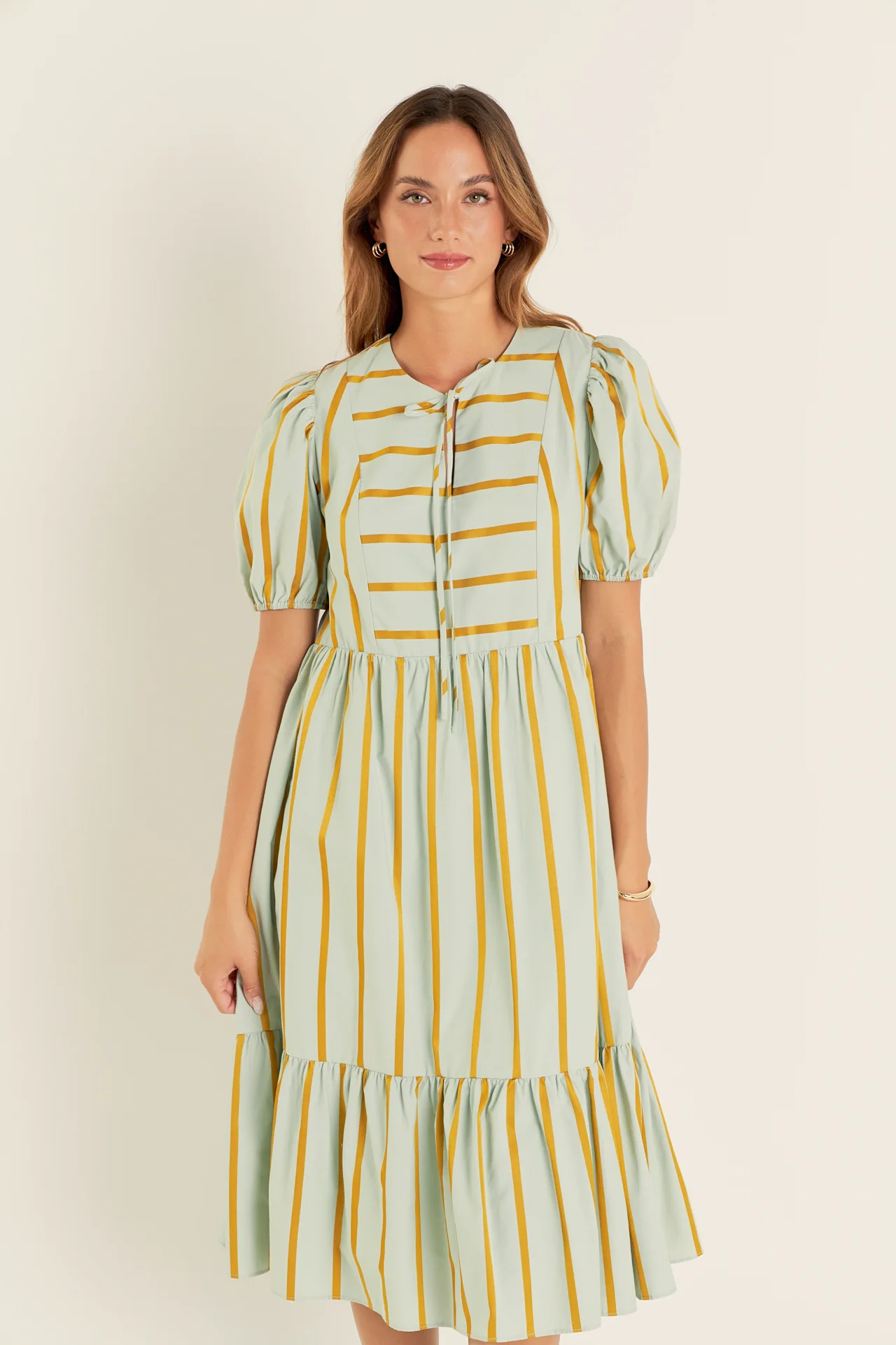 Striped Blouson Maxi Dress - Image 5