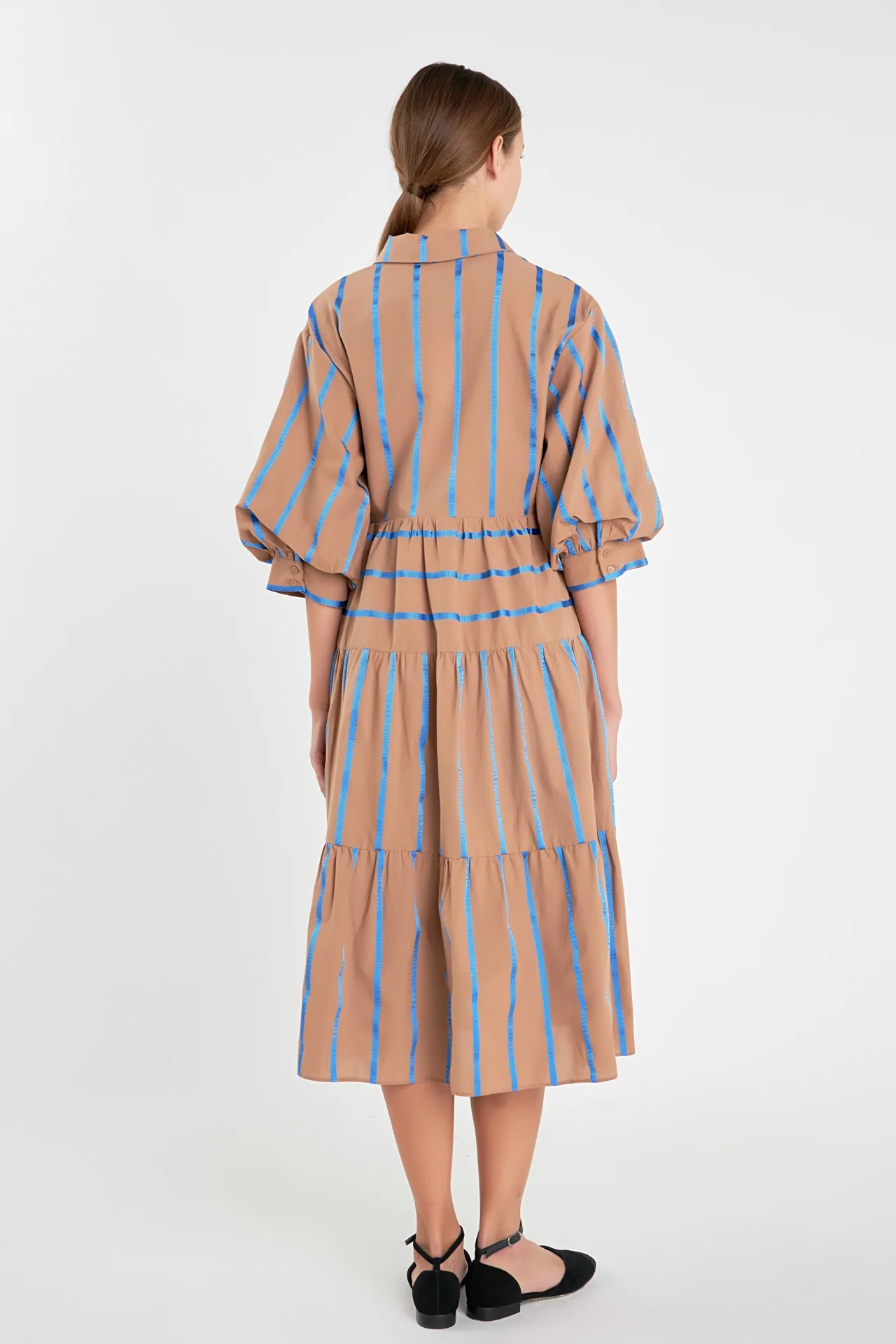 Striped Collared Midi Dress - Image 4