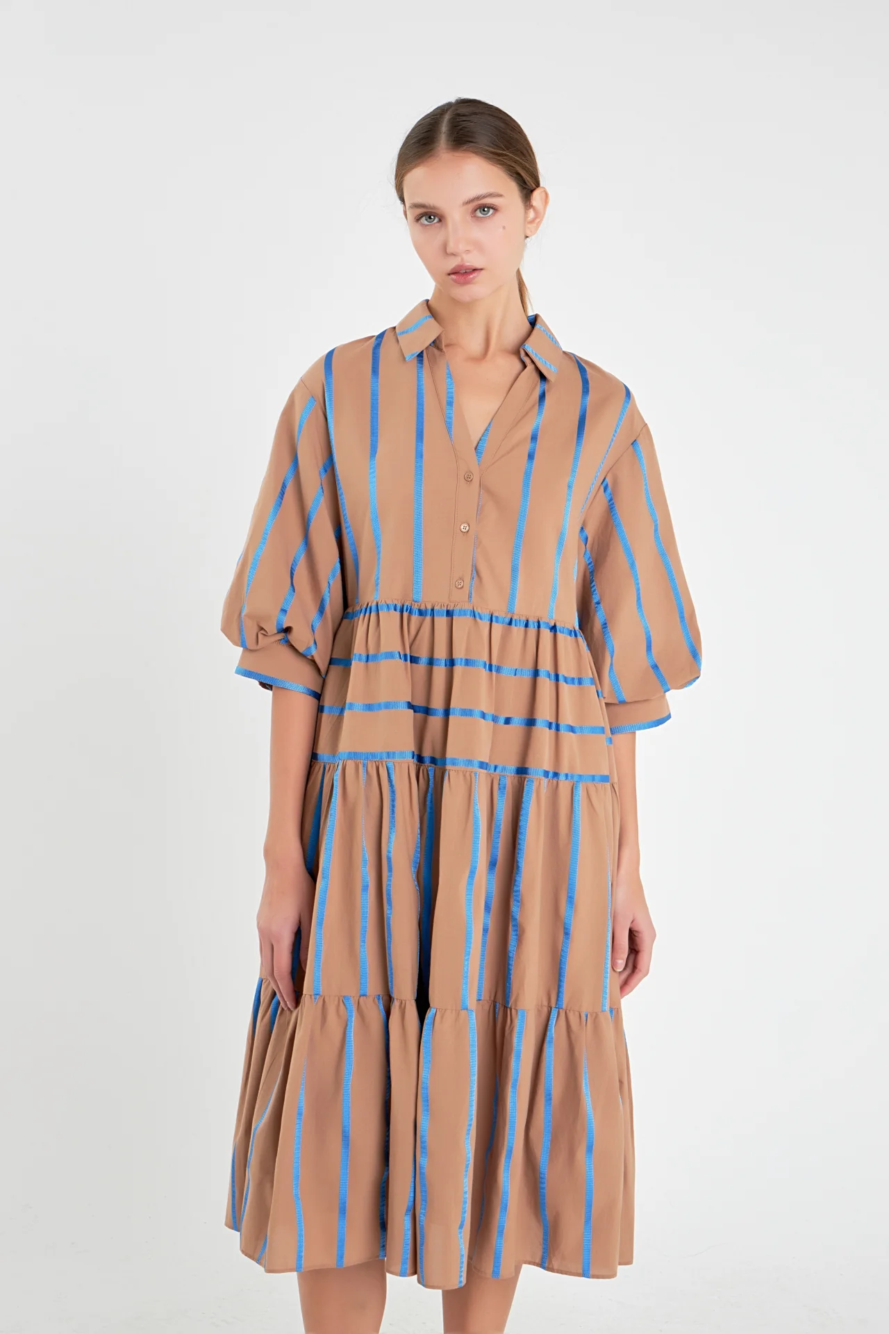 Striped Collared Midi Dress - Image 5