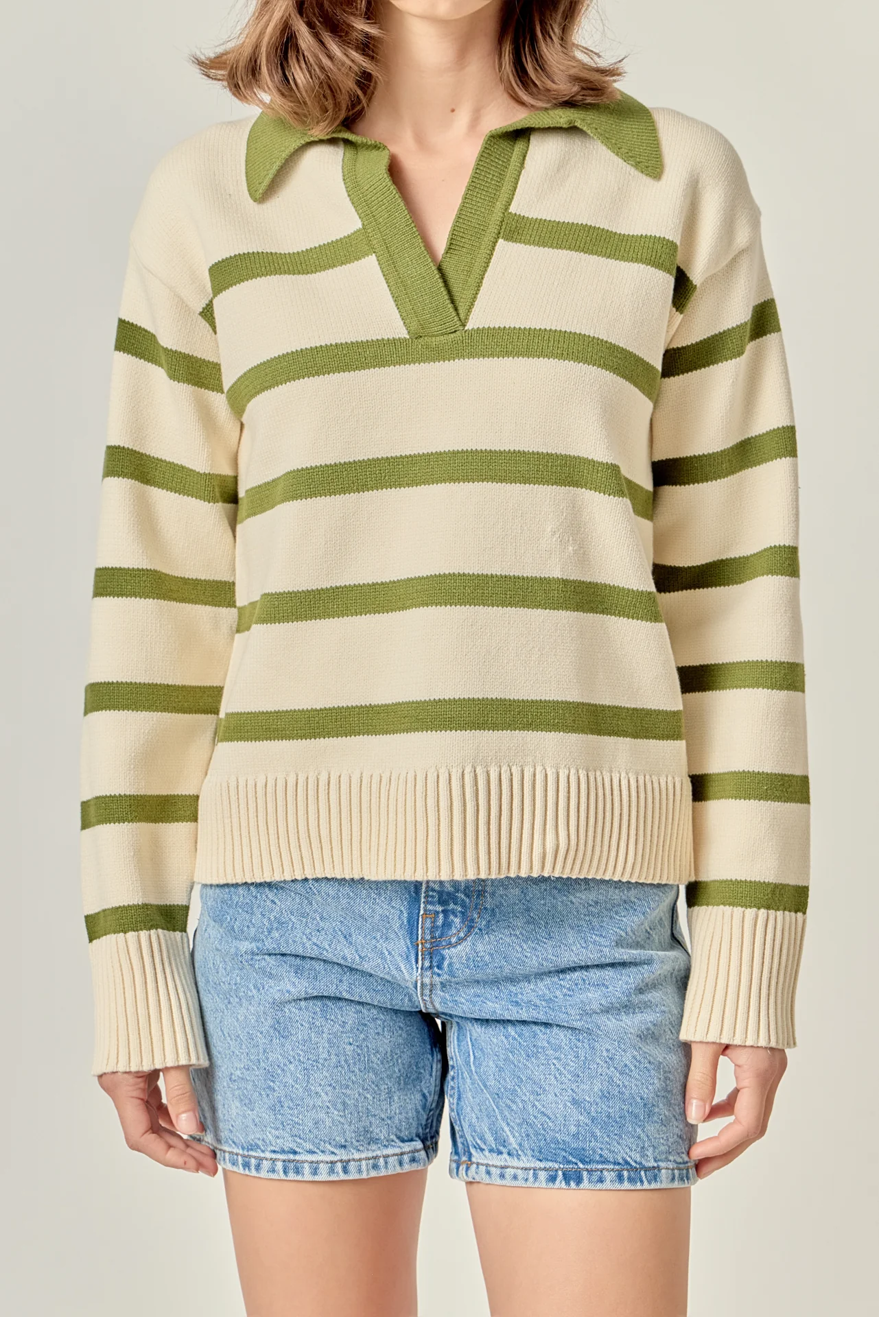 Striped Collared Sweater - Image 2