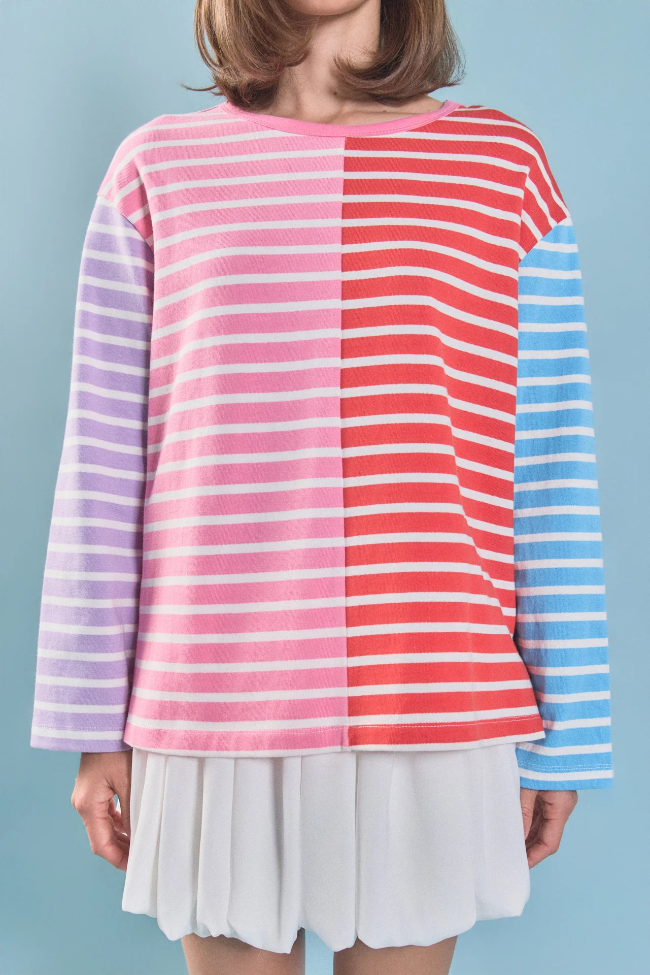 Striped Color Block Long Sleeve Tee - Image 2