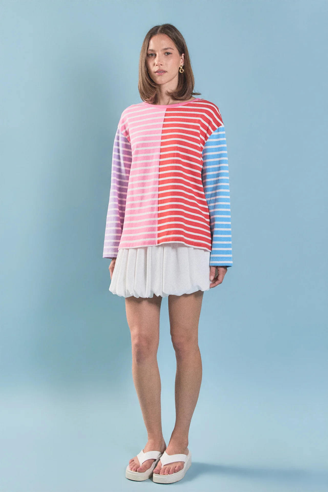 Striped Color Block Long Sleeve Tee - Image 3
