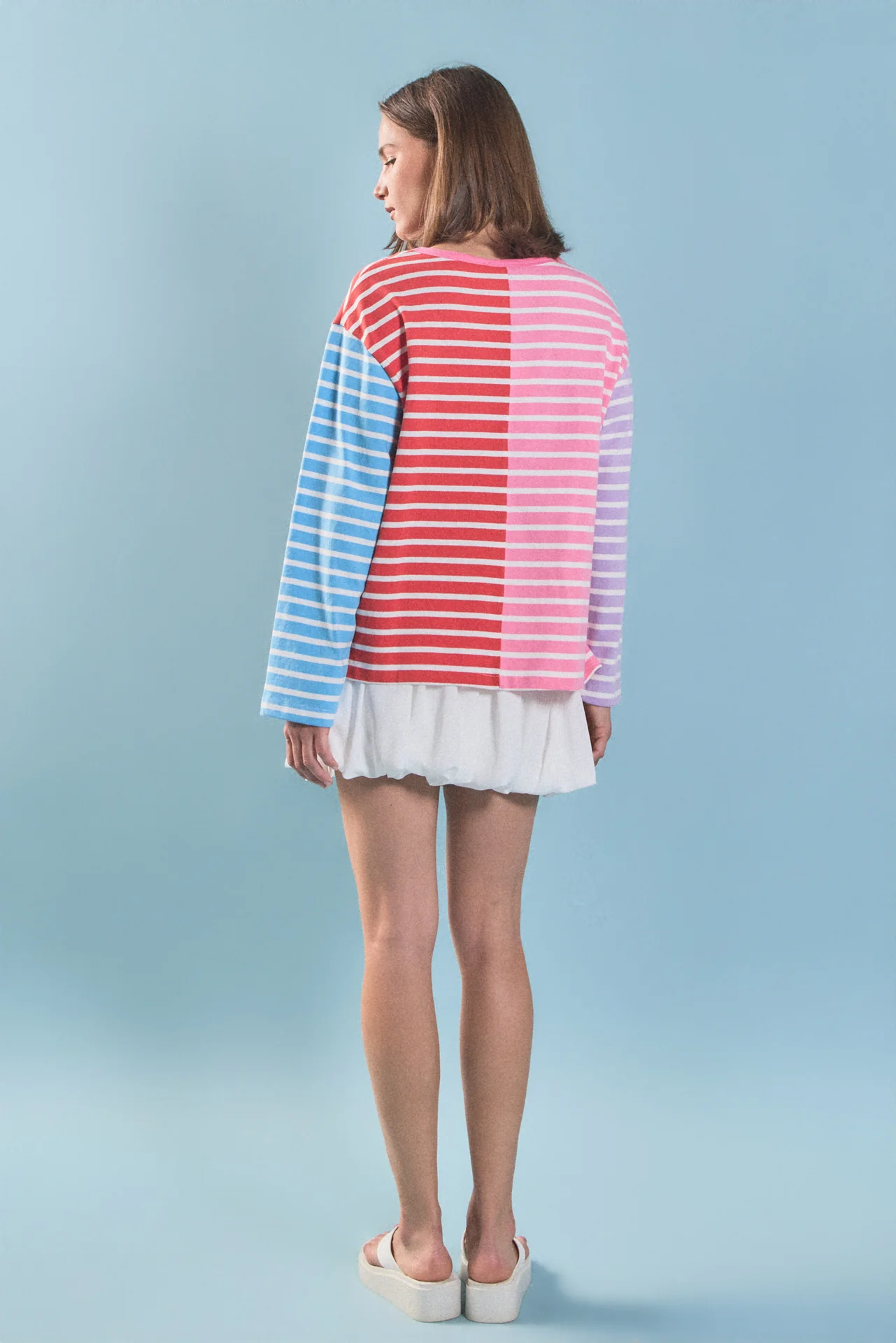 Striped Color Block Long Sleeve Tee - Image 4