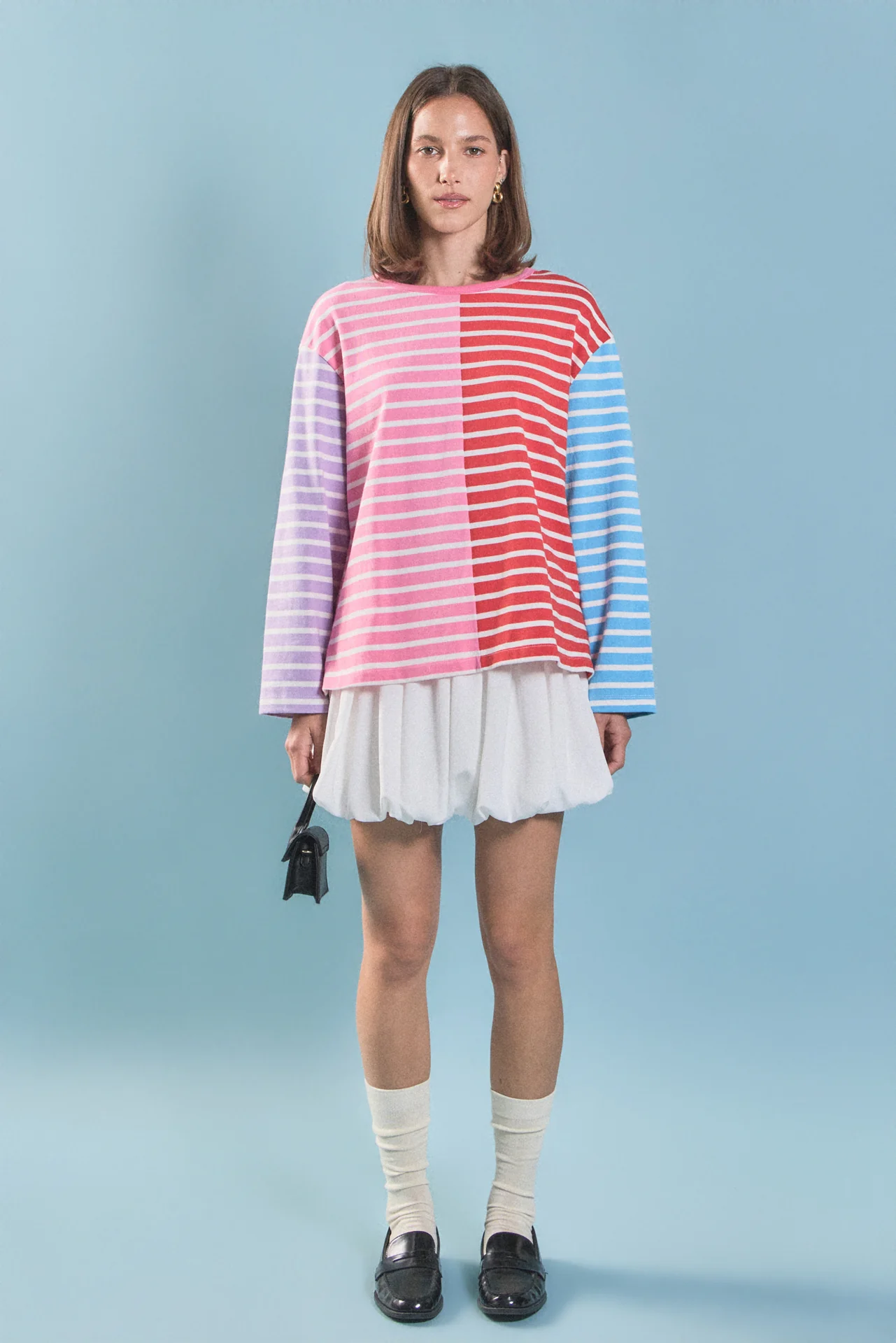 Striped Color Block Long Sleeve Tee - Image 7