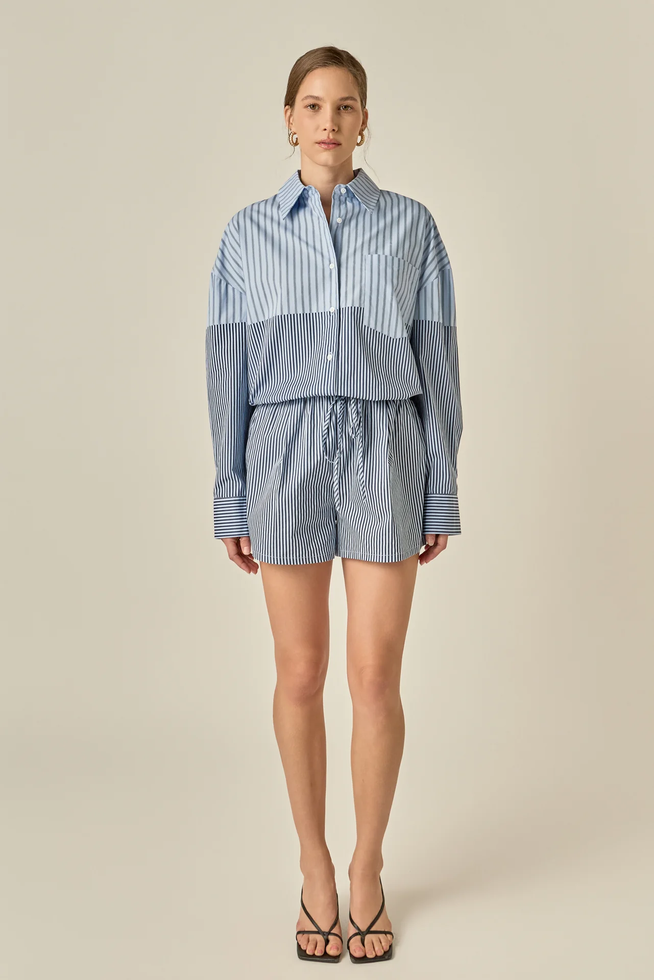 Striped Colorblock Button-Up Shirt - Image 6