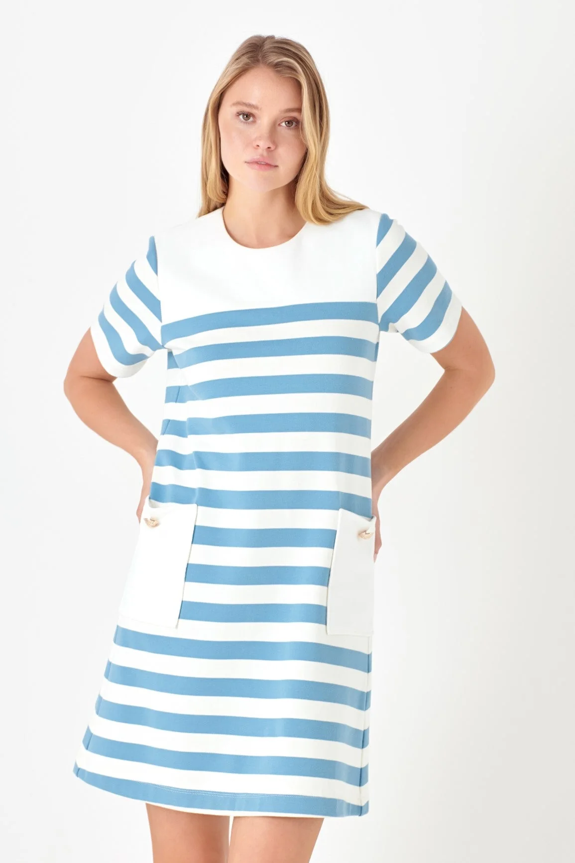 Striped Dress with Patch Pockets - Image 10