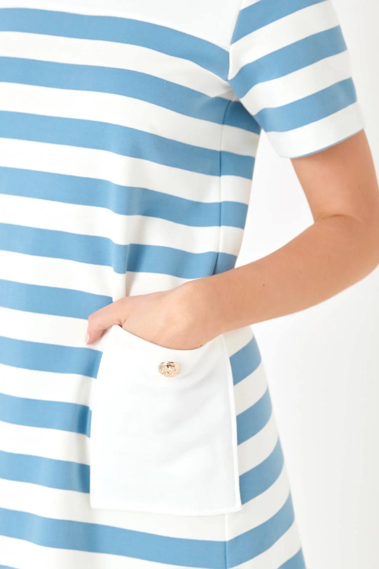 Striped Dress with Patch Pockets - Image 7