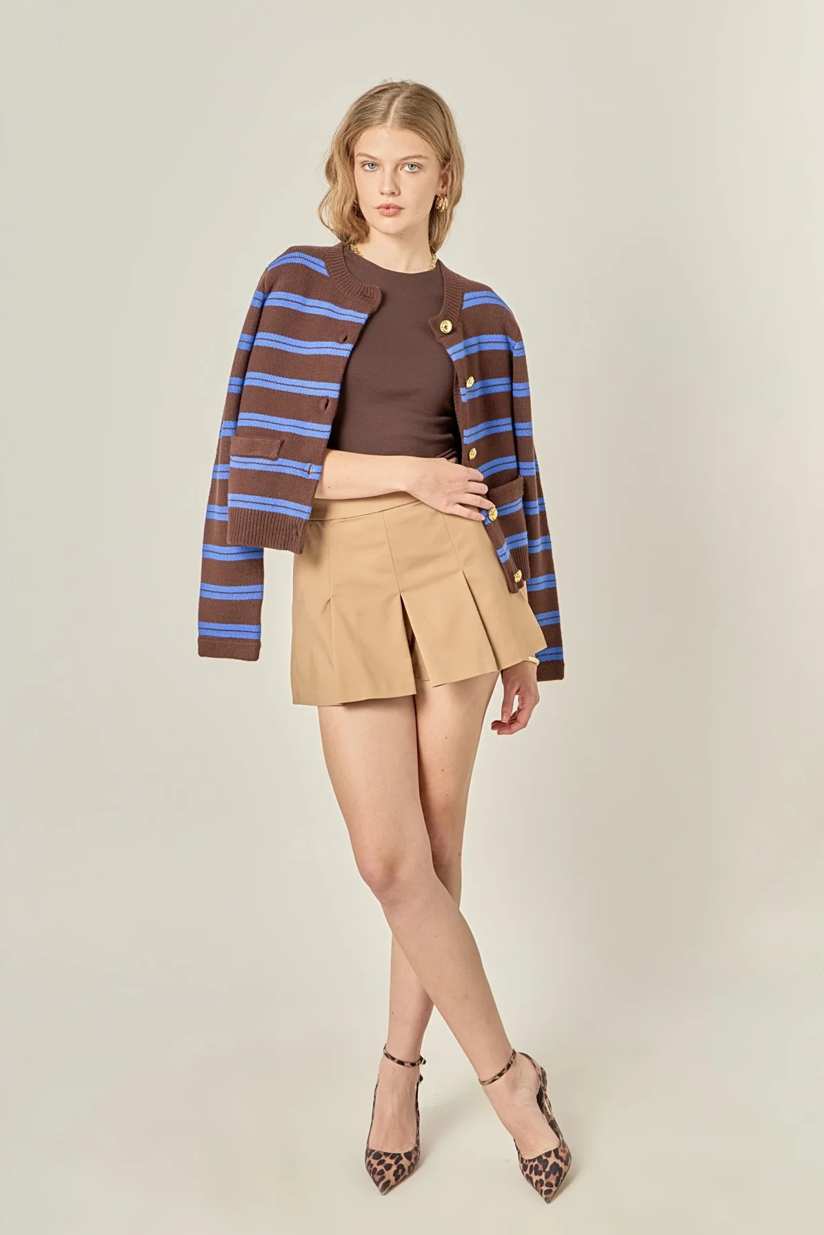 Striped Gold Button Cardigan - Image 5