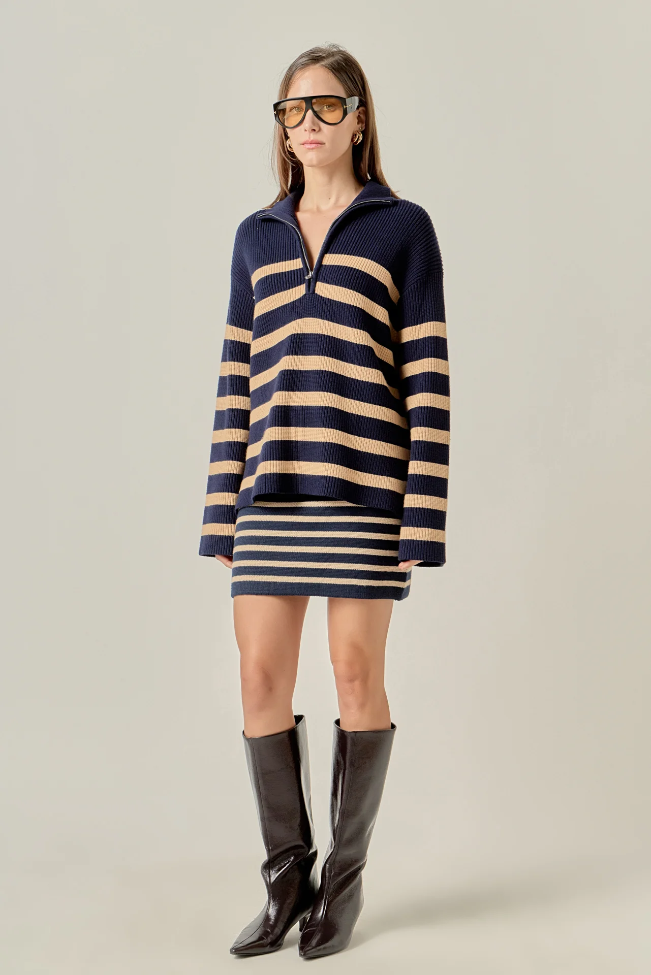 Striped Half-Zip Relaxed Sweater - Image 10
