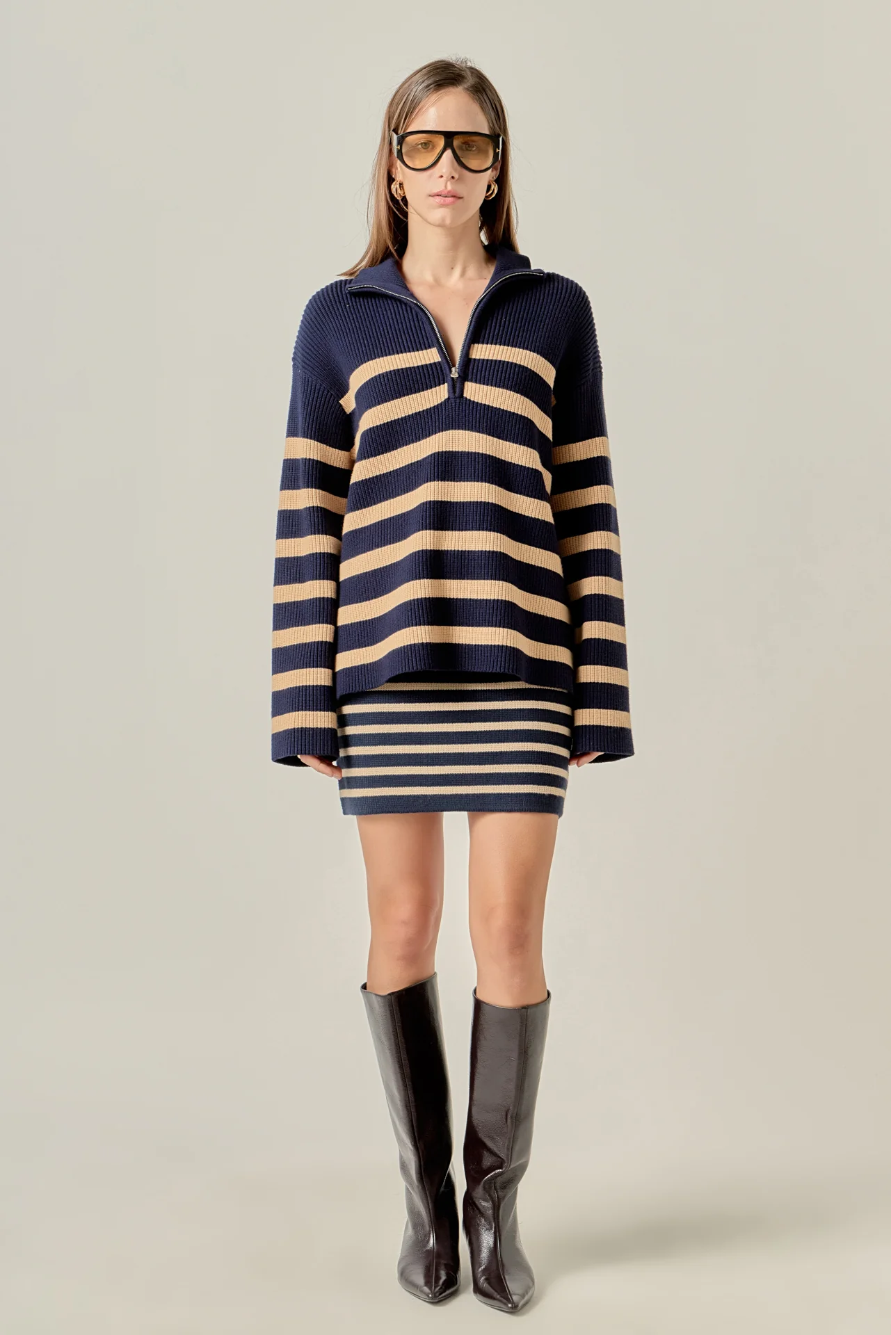 Striped Half-Zip Relaxed Sweater - Image 8