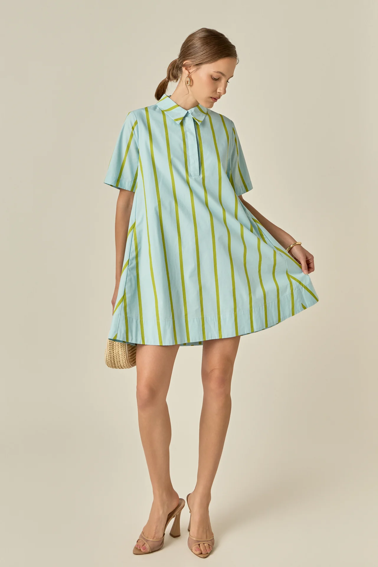 Striped Kaftan Mini Dress - Image 11