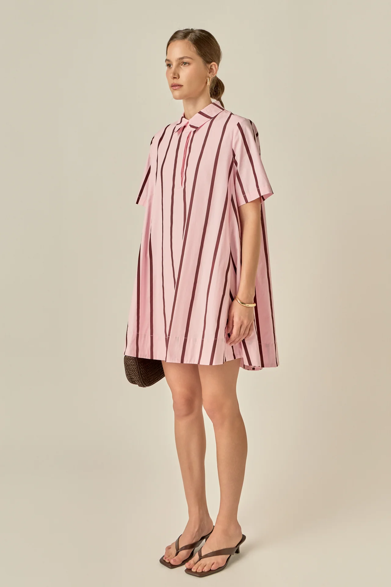Striped Kaftan Mini Dress - Image 3