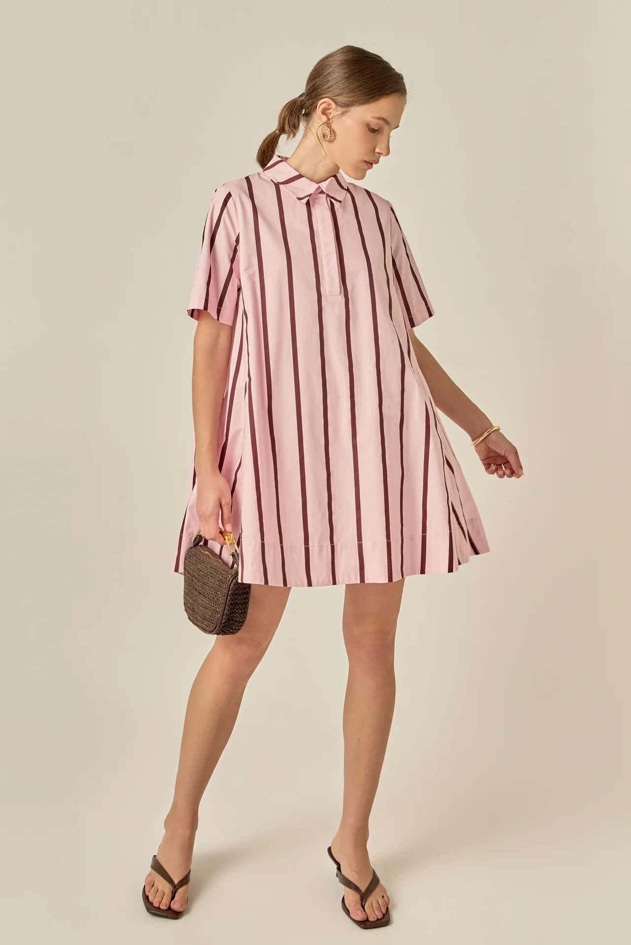 Striped Kaftan Mini Dress - Image 5