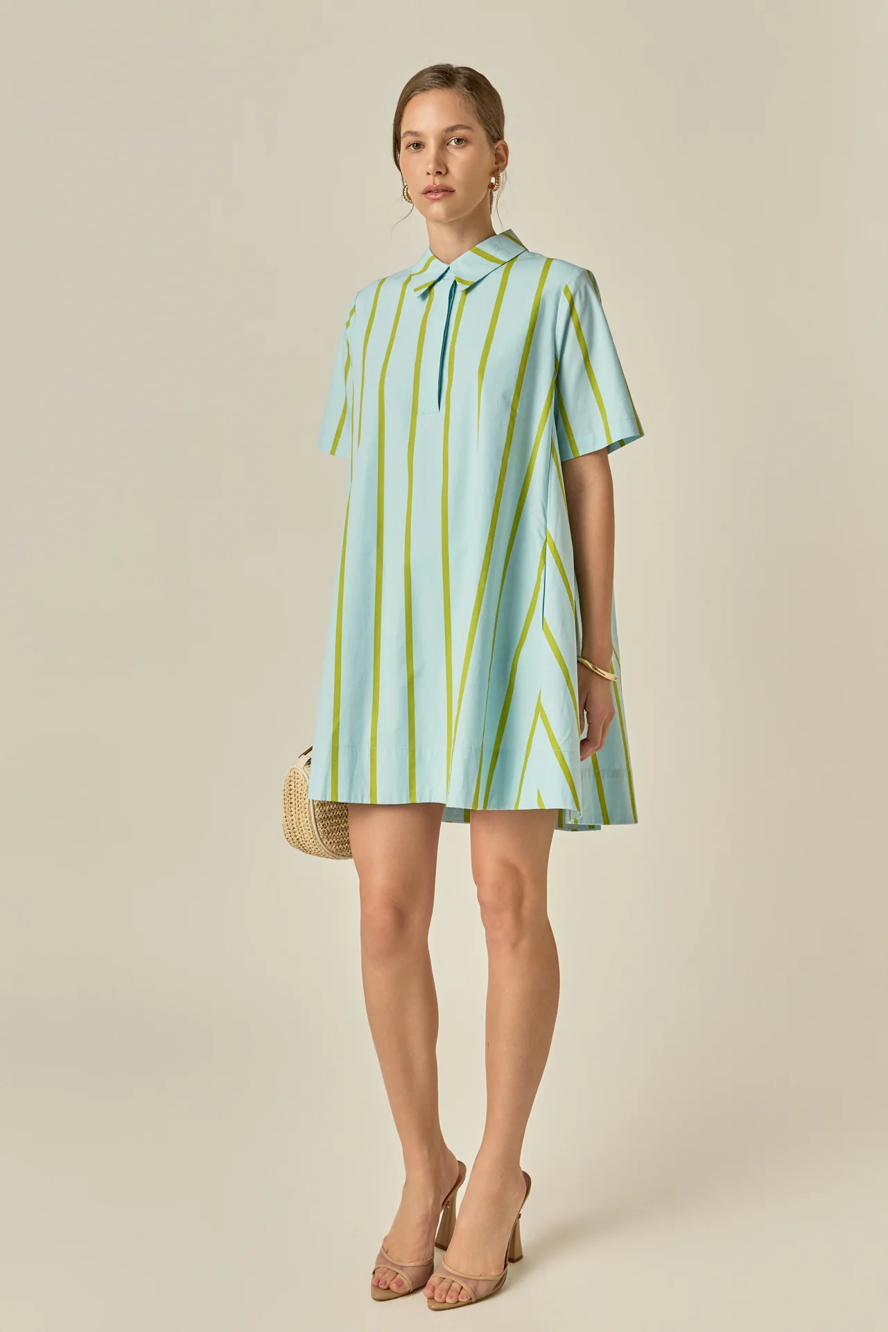 Striped Kaftan Mini Dress - Image 9