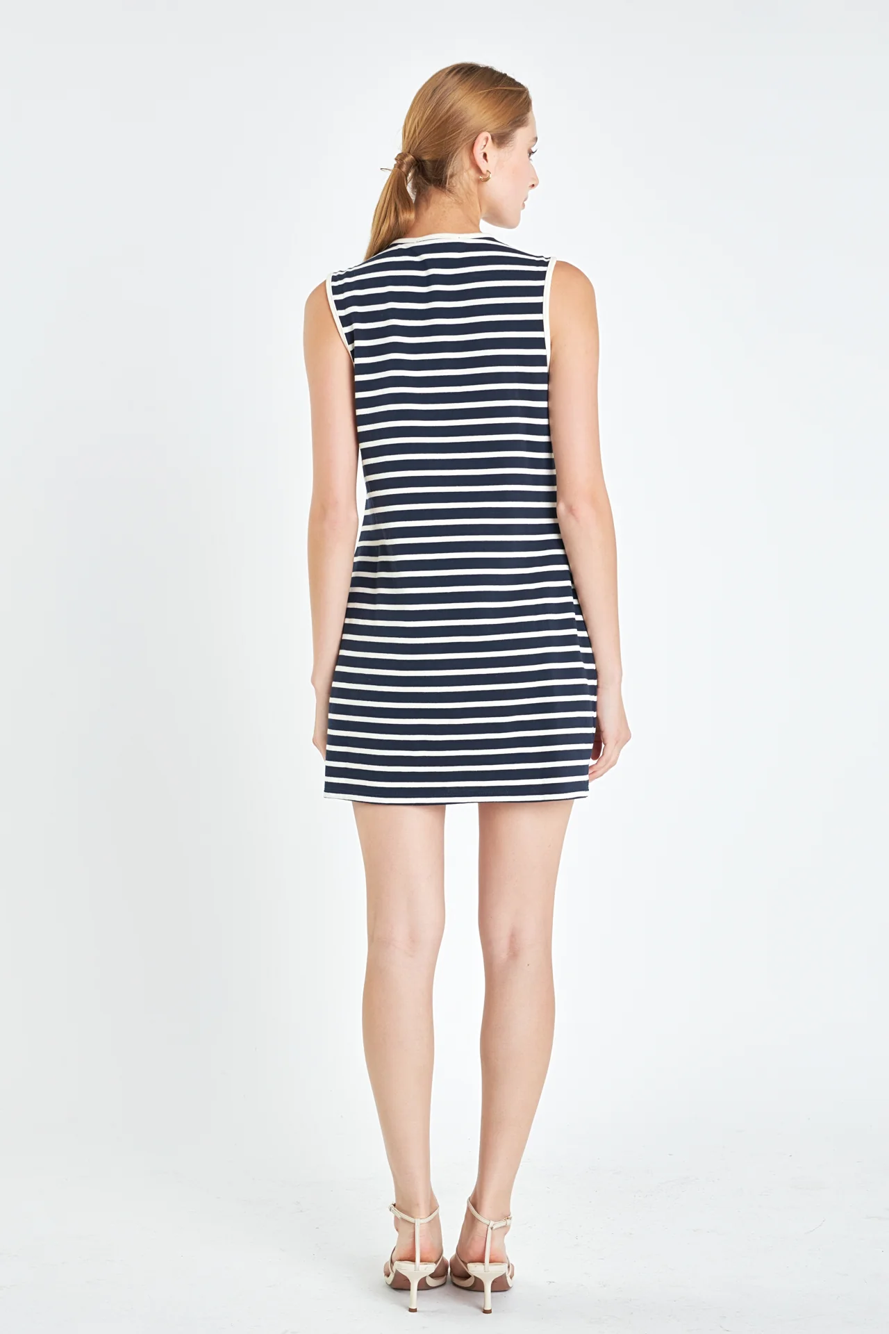 Striped Knit Lace Up Dress - Image 14
