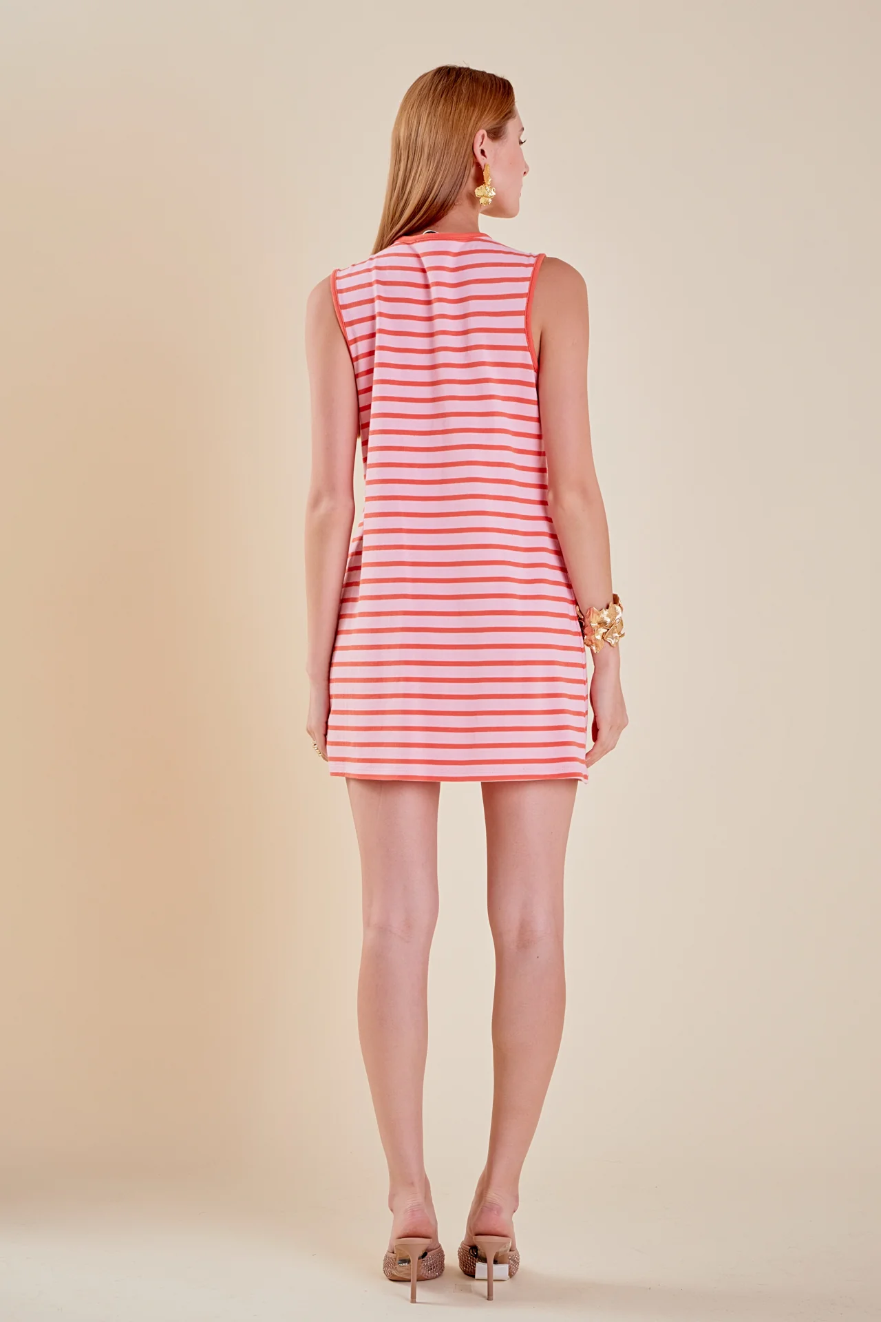 Striped Knit Lace Up Dress - Image 9