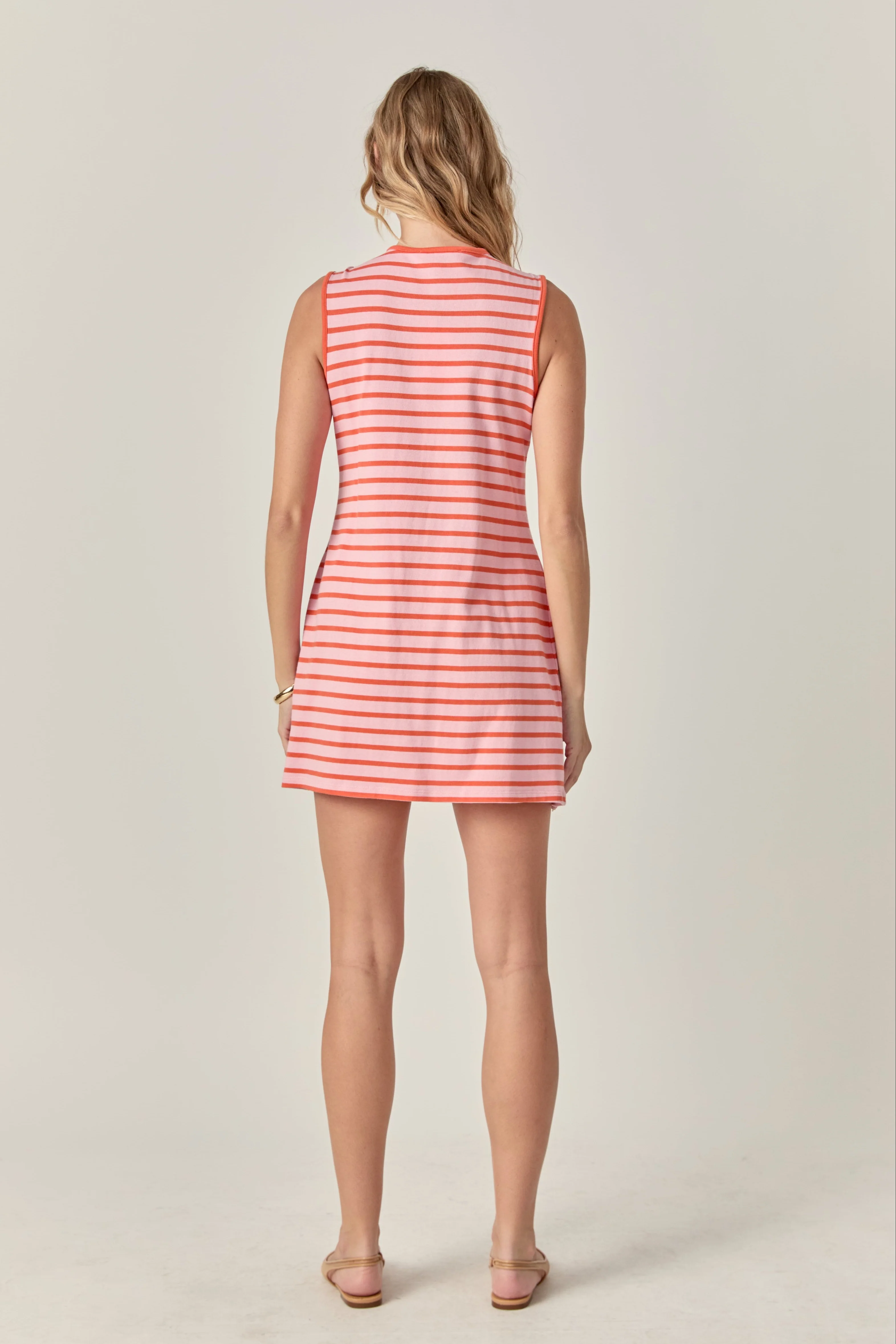 Striped Knit Lace Up Dress - Image 4