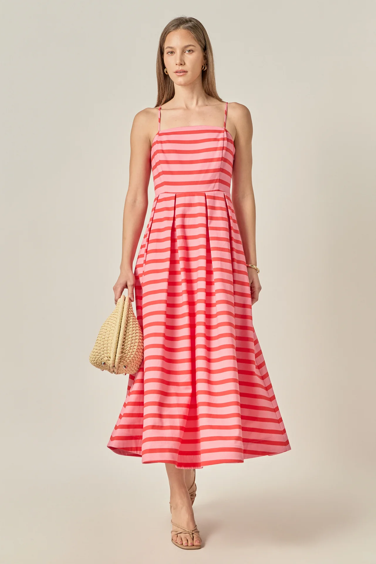 Striped Pleated Midi Dress - Image 15