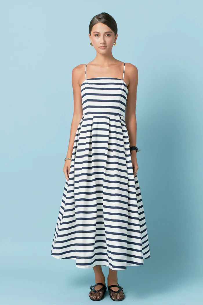 Striped Pleated Midi Dress - Image 16