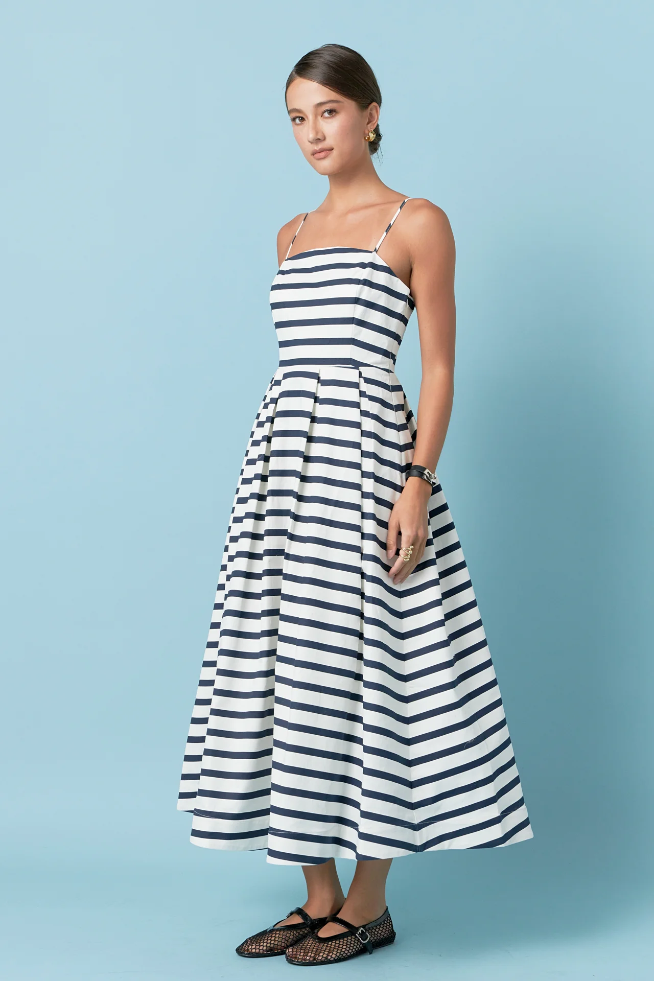 Striped Pleated Midi Dress - Image 18