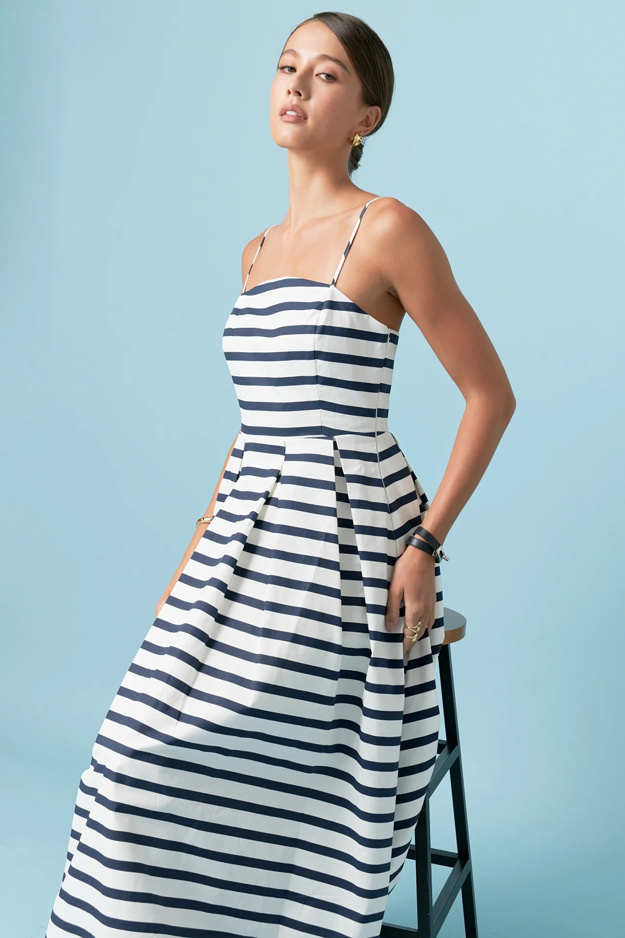 Striped Pleated Midi Dress - Image 20