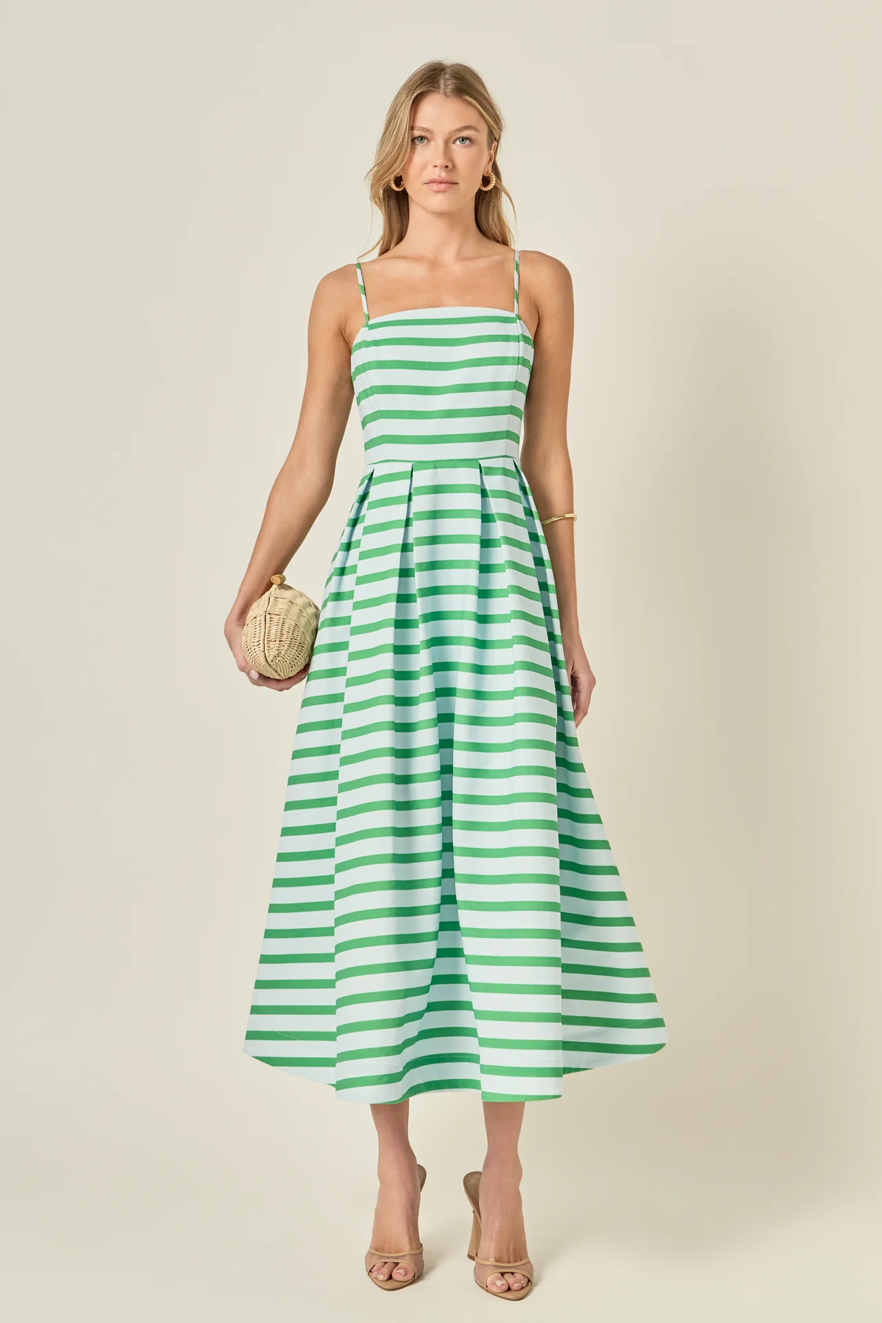 Striped Pleated Midi Dress - Image 6