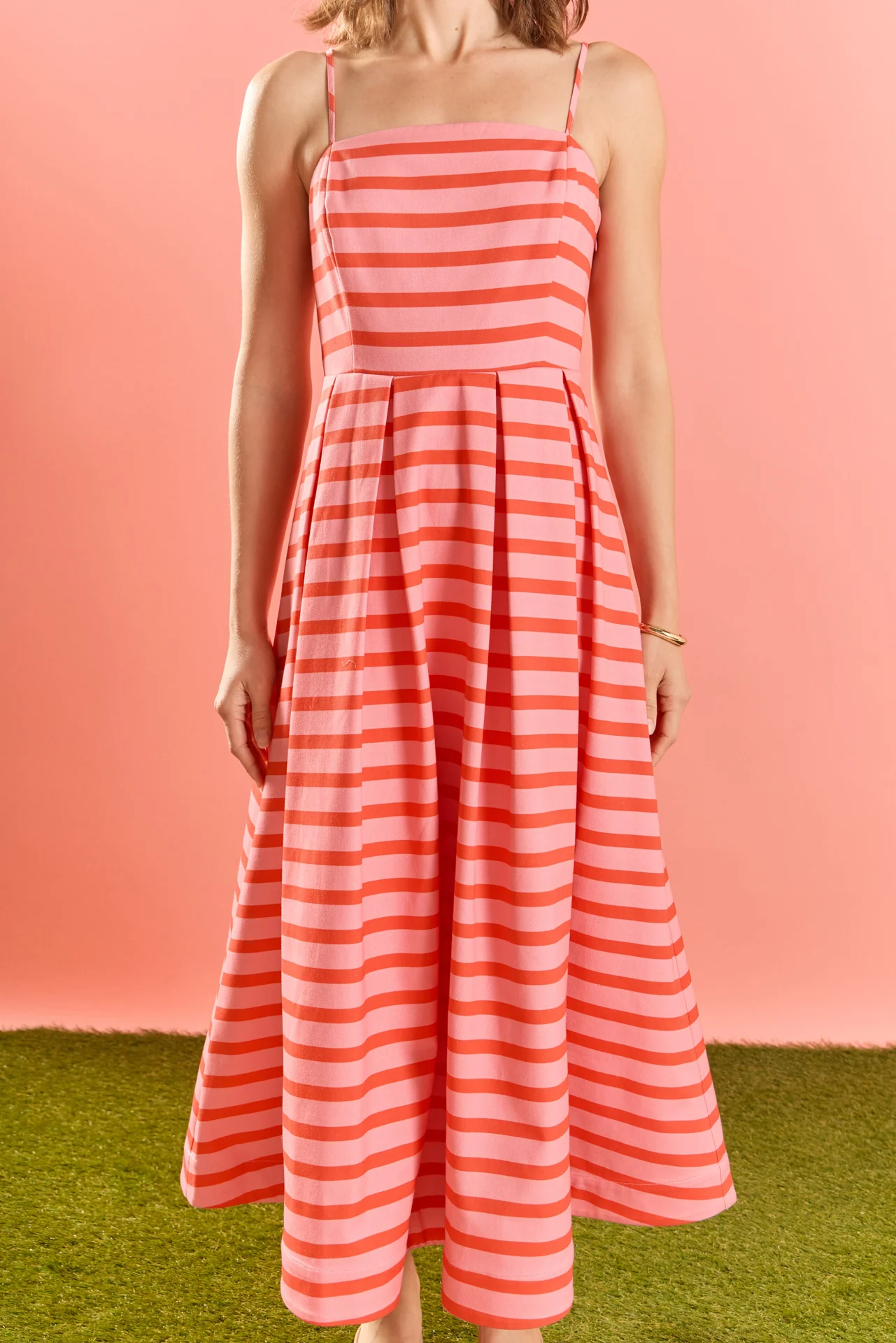 Striped Pleated Midi Dress - Image 8
