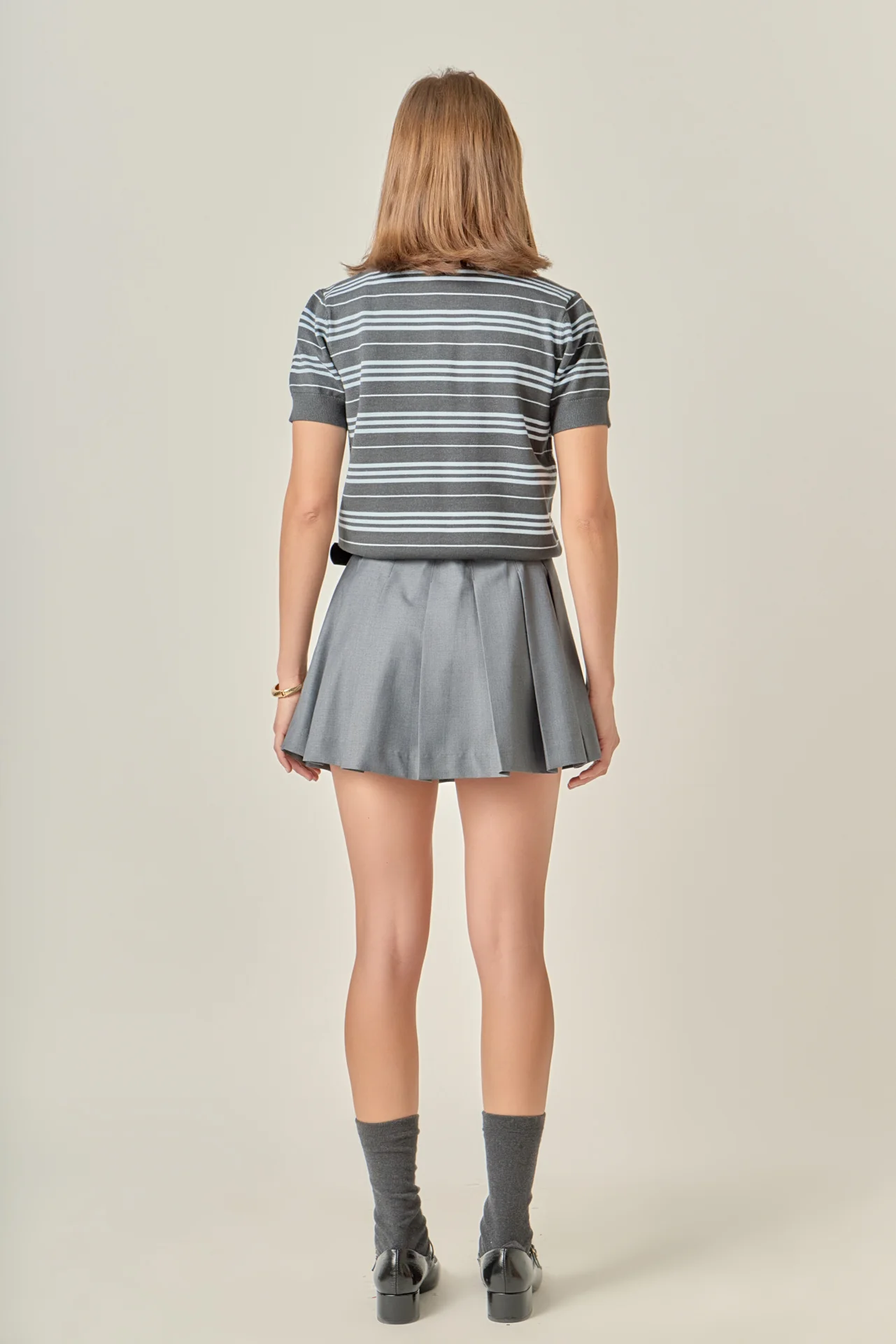 Striped Polo Knit Top - Image 9