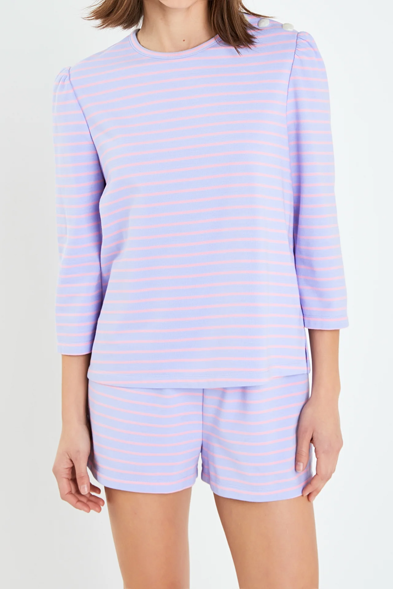 Striped Puff Sleeve Breton Tee - Image 2