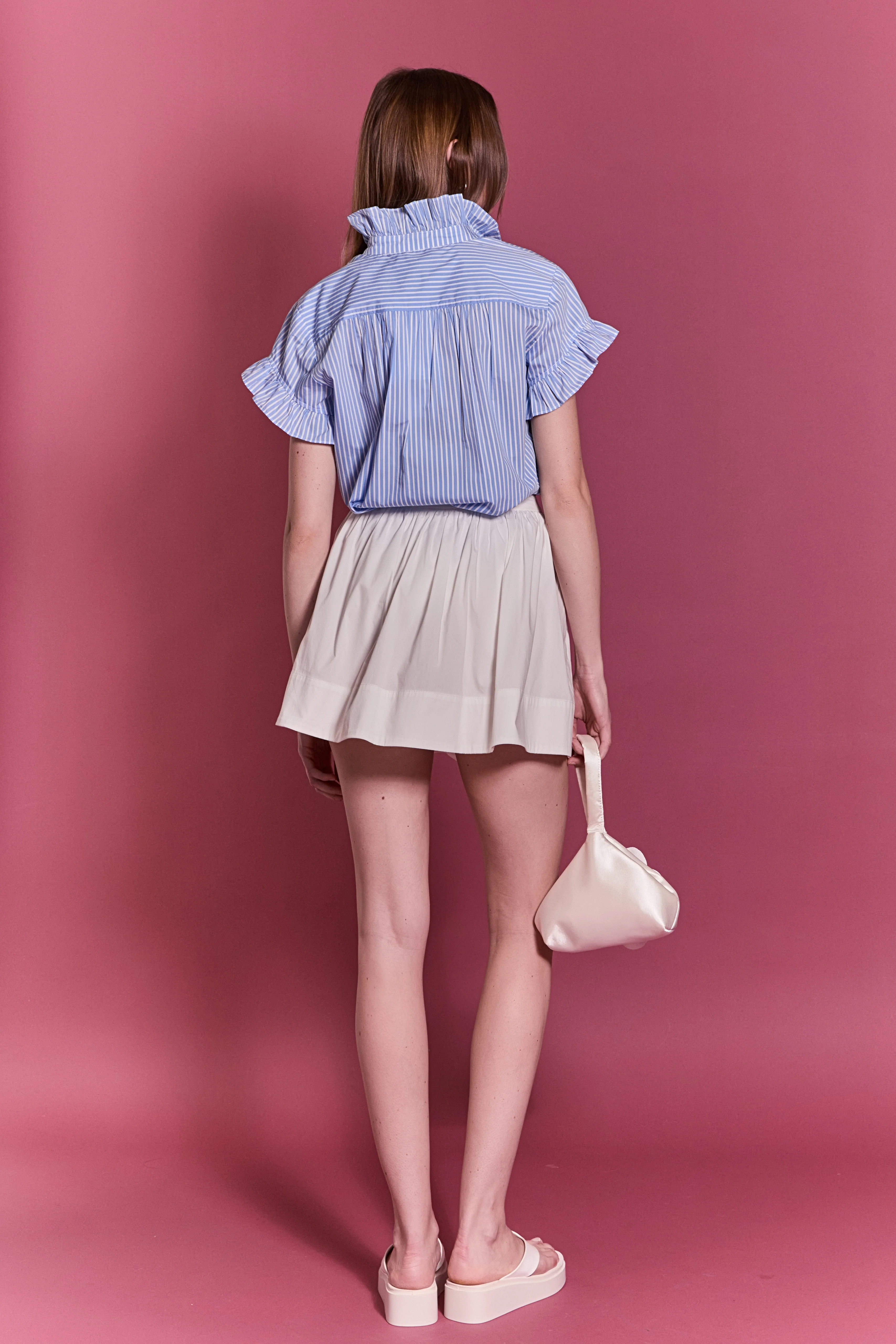 Ruffle Trim Striped Button-Up Shirt - Image 5