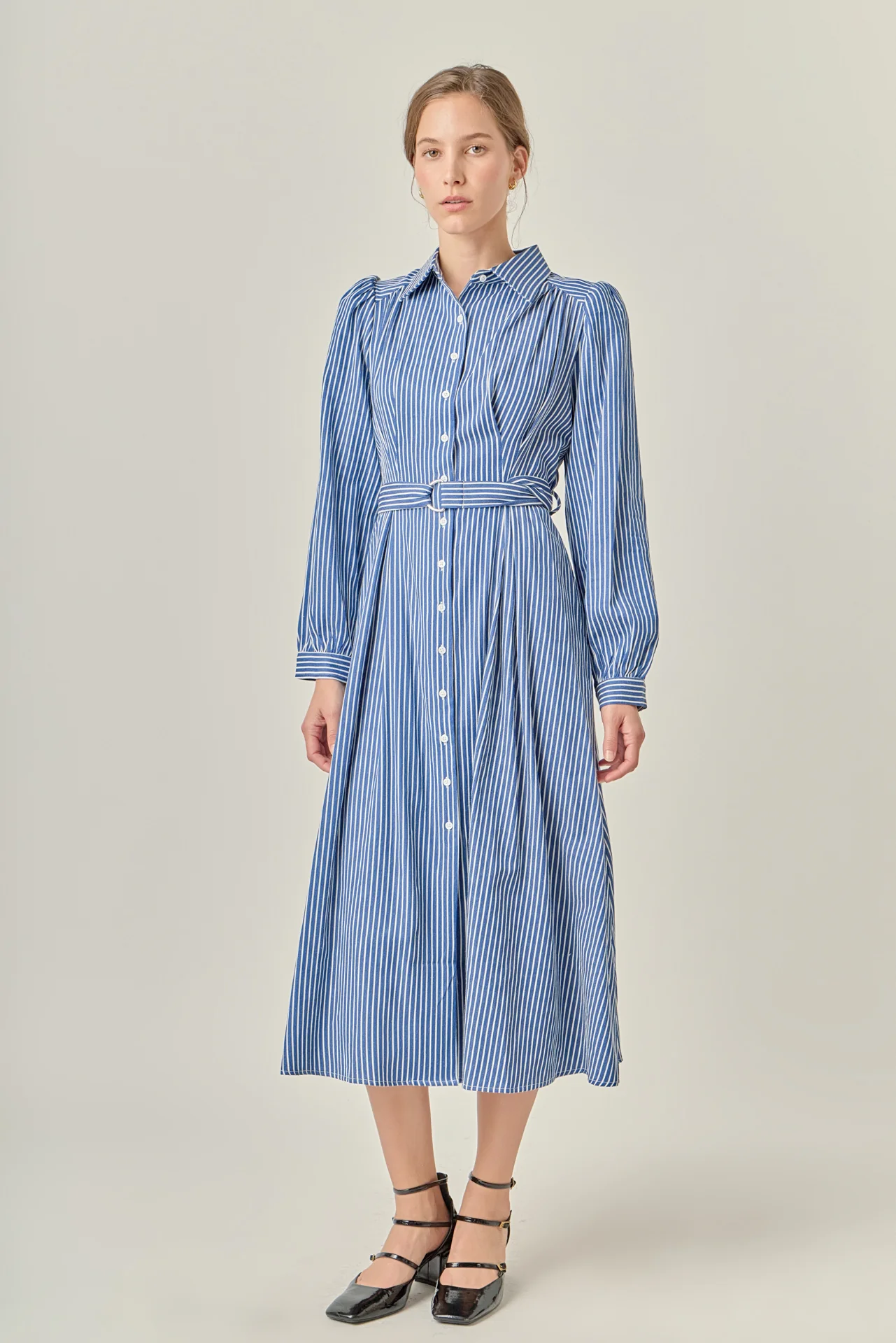 Striped Shirt Midi Dress - Image 3