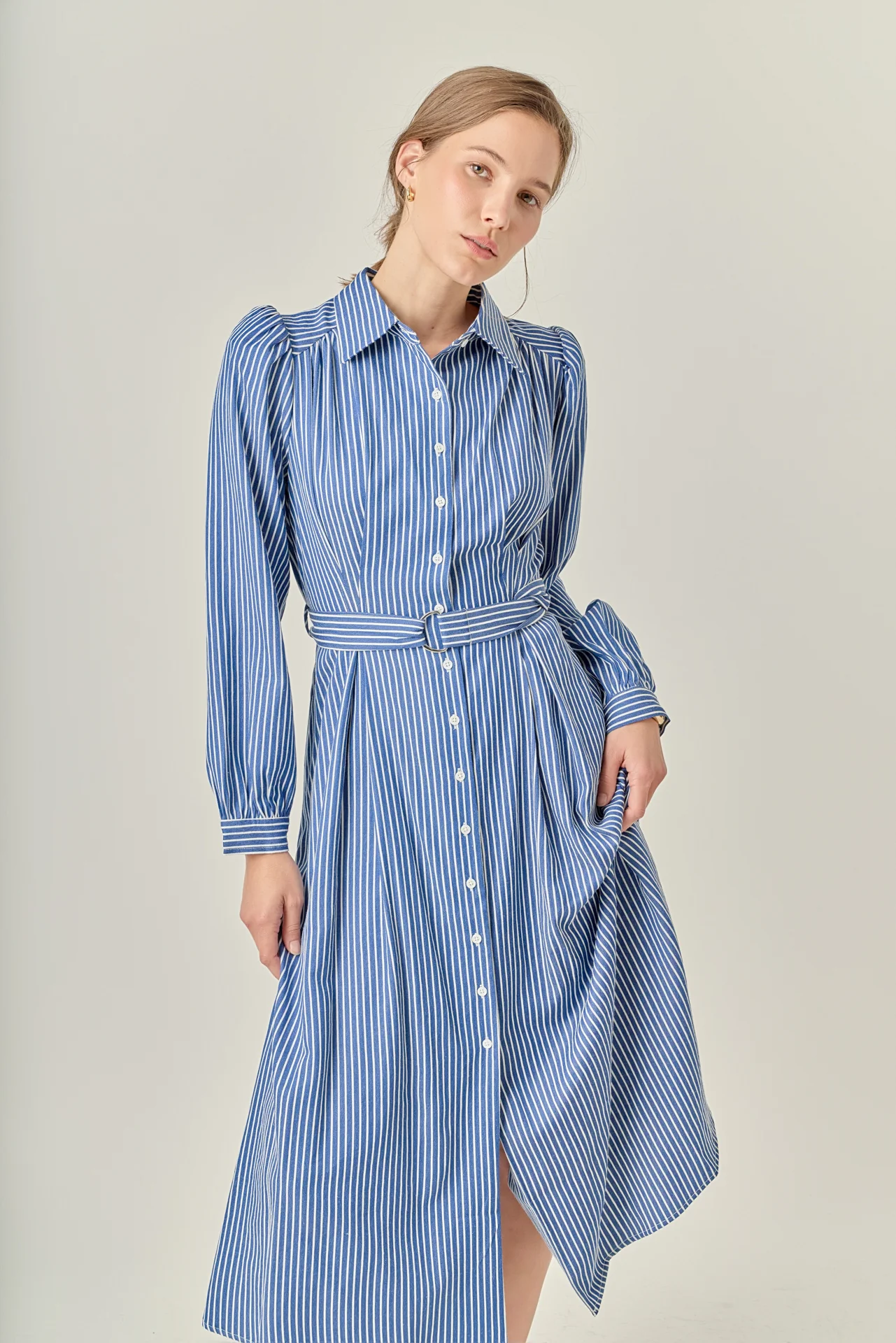 Striped Shirt Midi Dress - Image 5