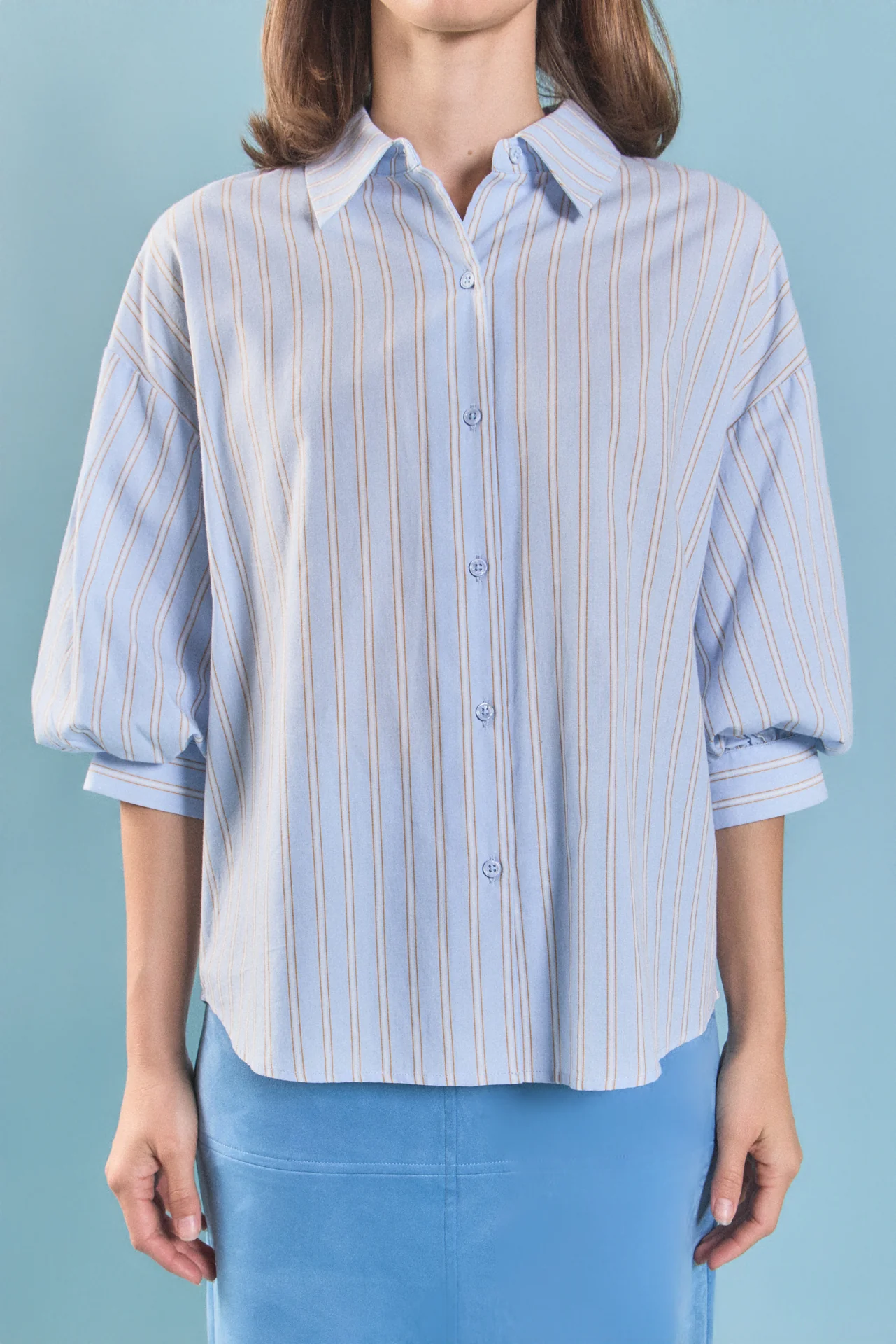 Striped Volume Sleeve Shirt - Image 2