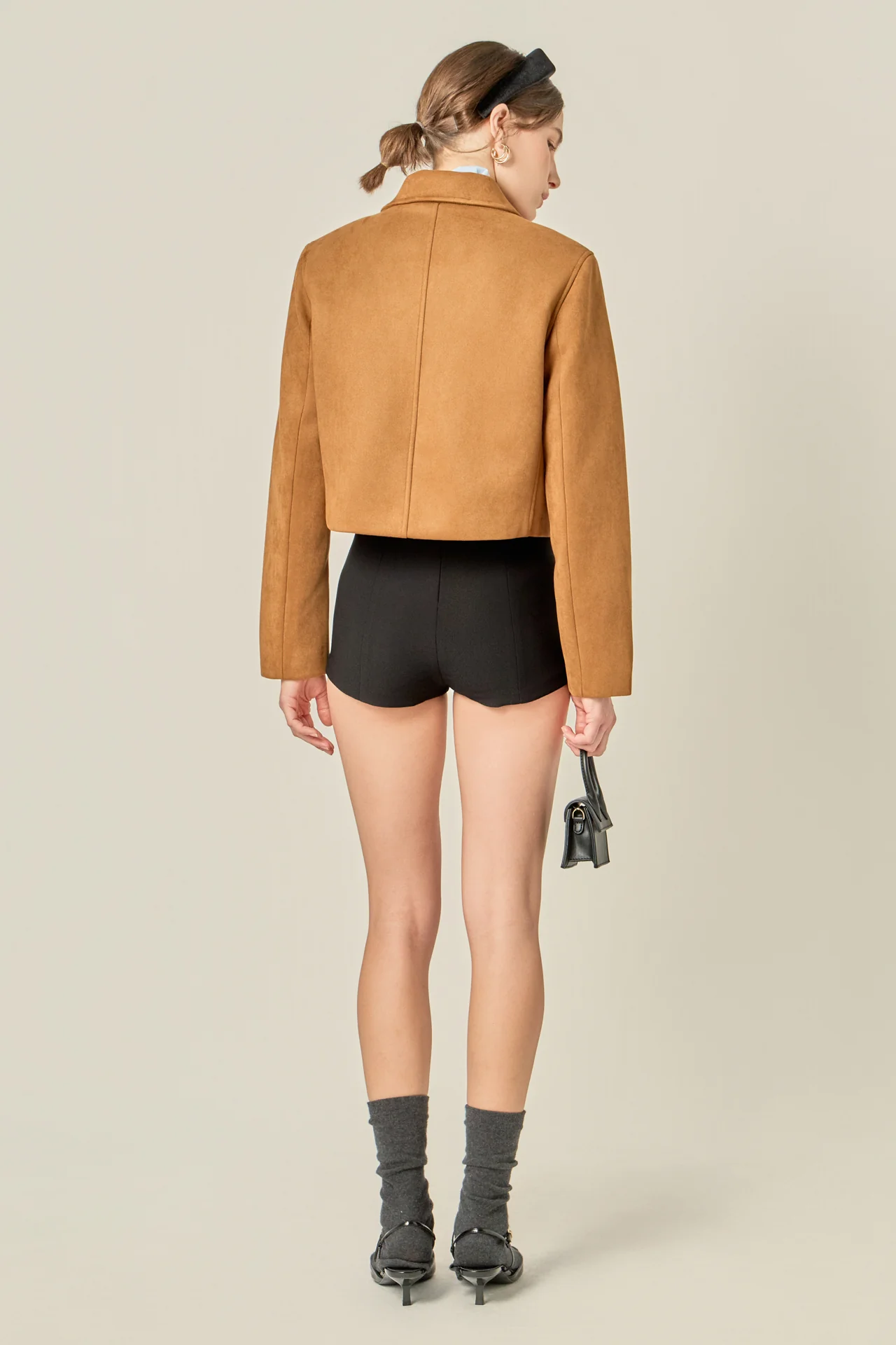 Faux Suede Big Button Jacket - Image 4